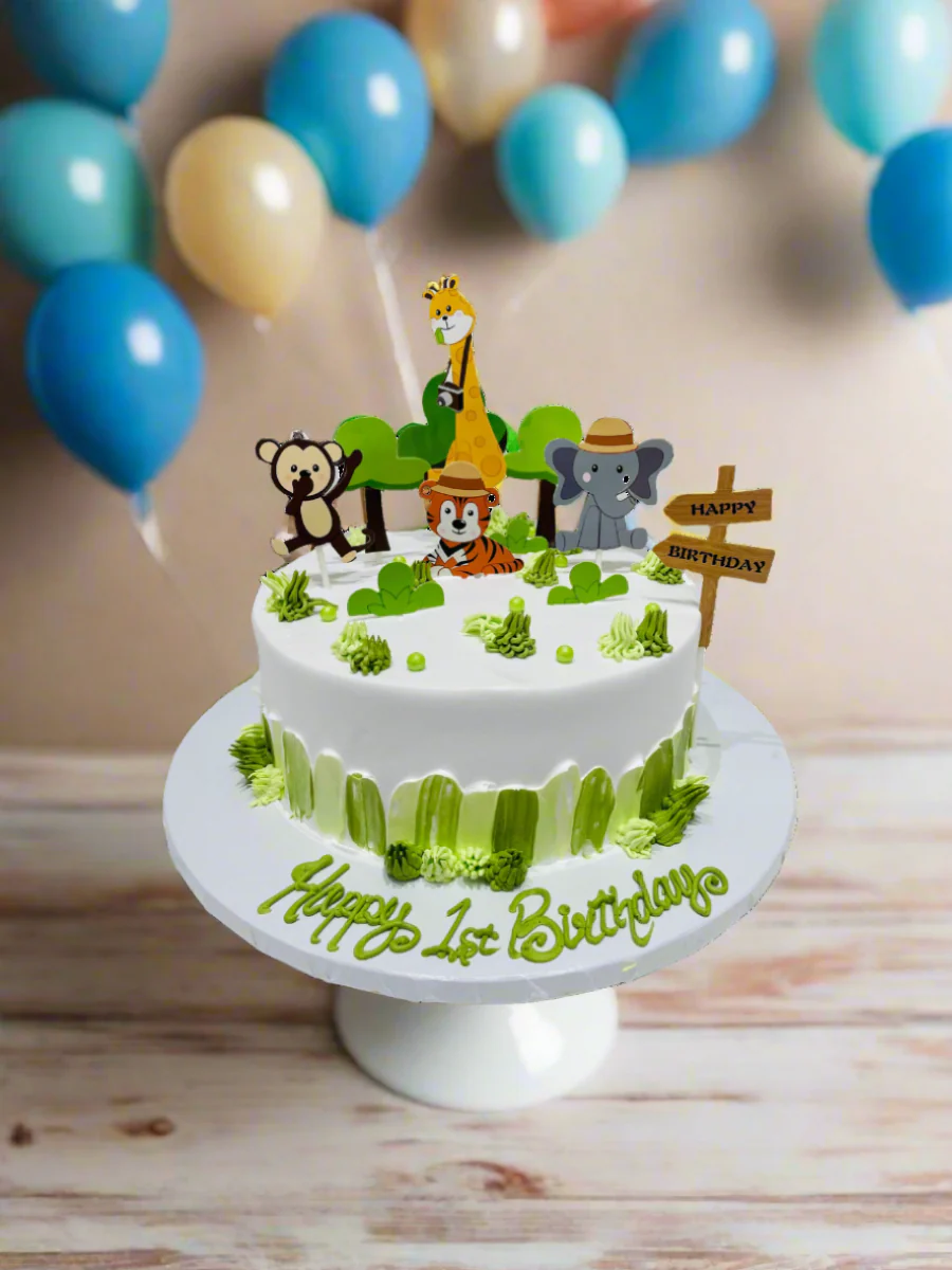 Jungle Animal Safari Cream Cake - Image 2