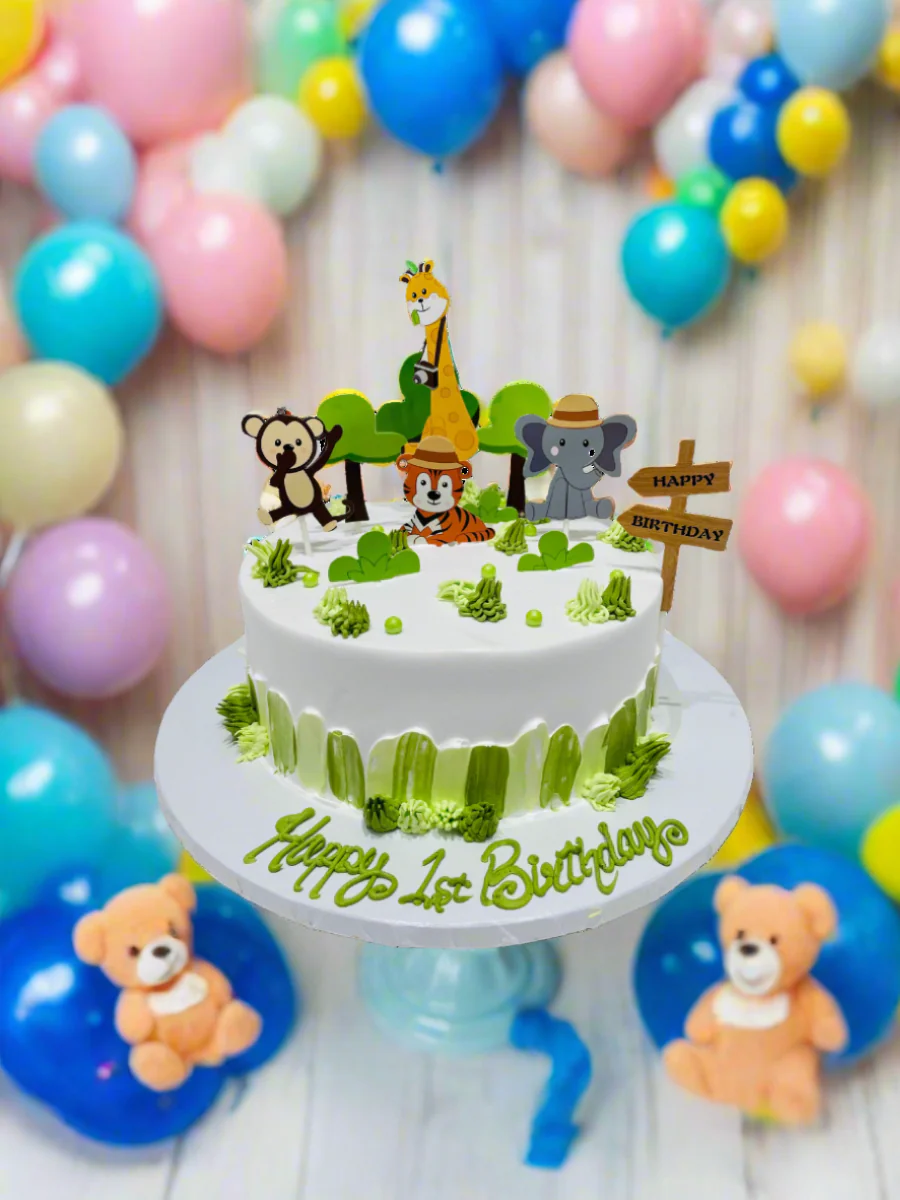 Jungle Animal Safari Cream Cake - Image 3
