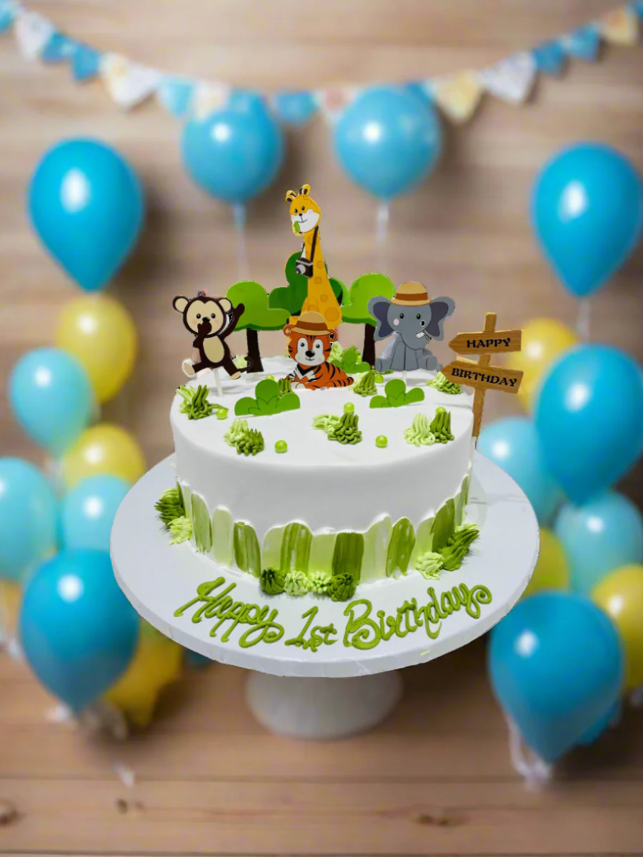 Jungle Animal Safari Cream Cake - Image 4