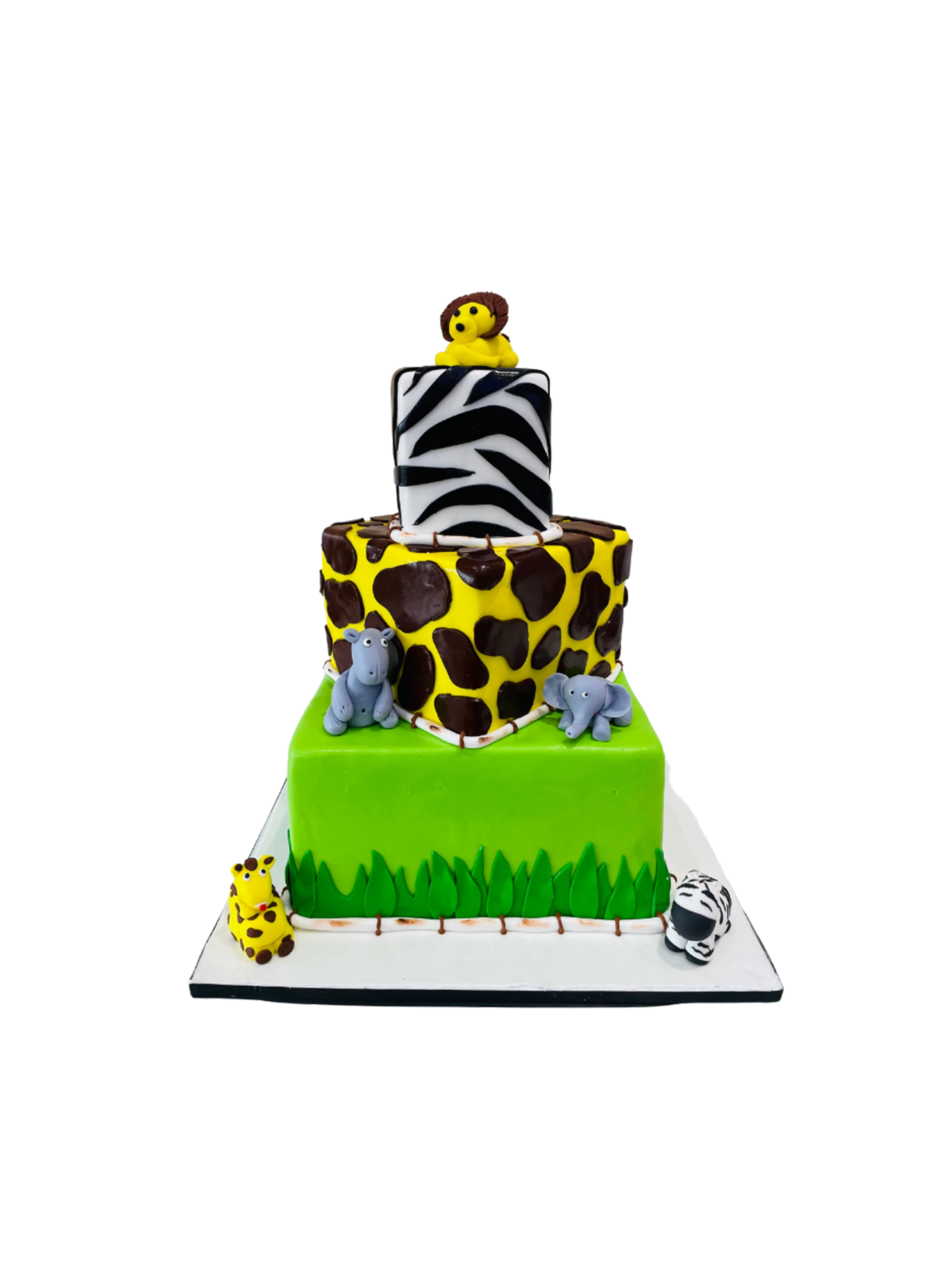 Jungle Animals Fondant Tiered Cake