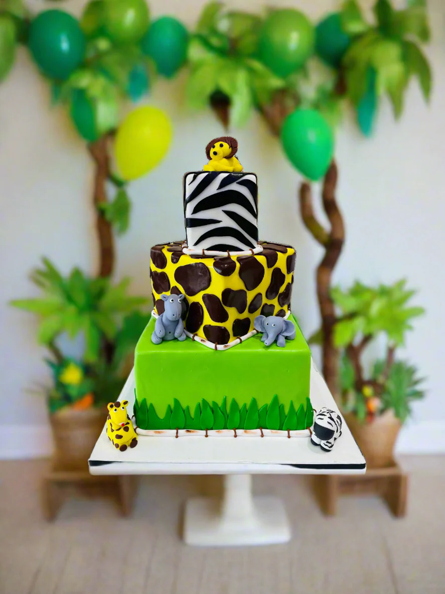 Jungle Animals Fondant Tiered Cake - Image 2