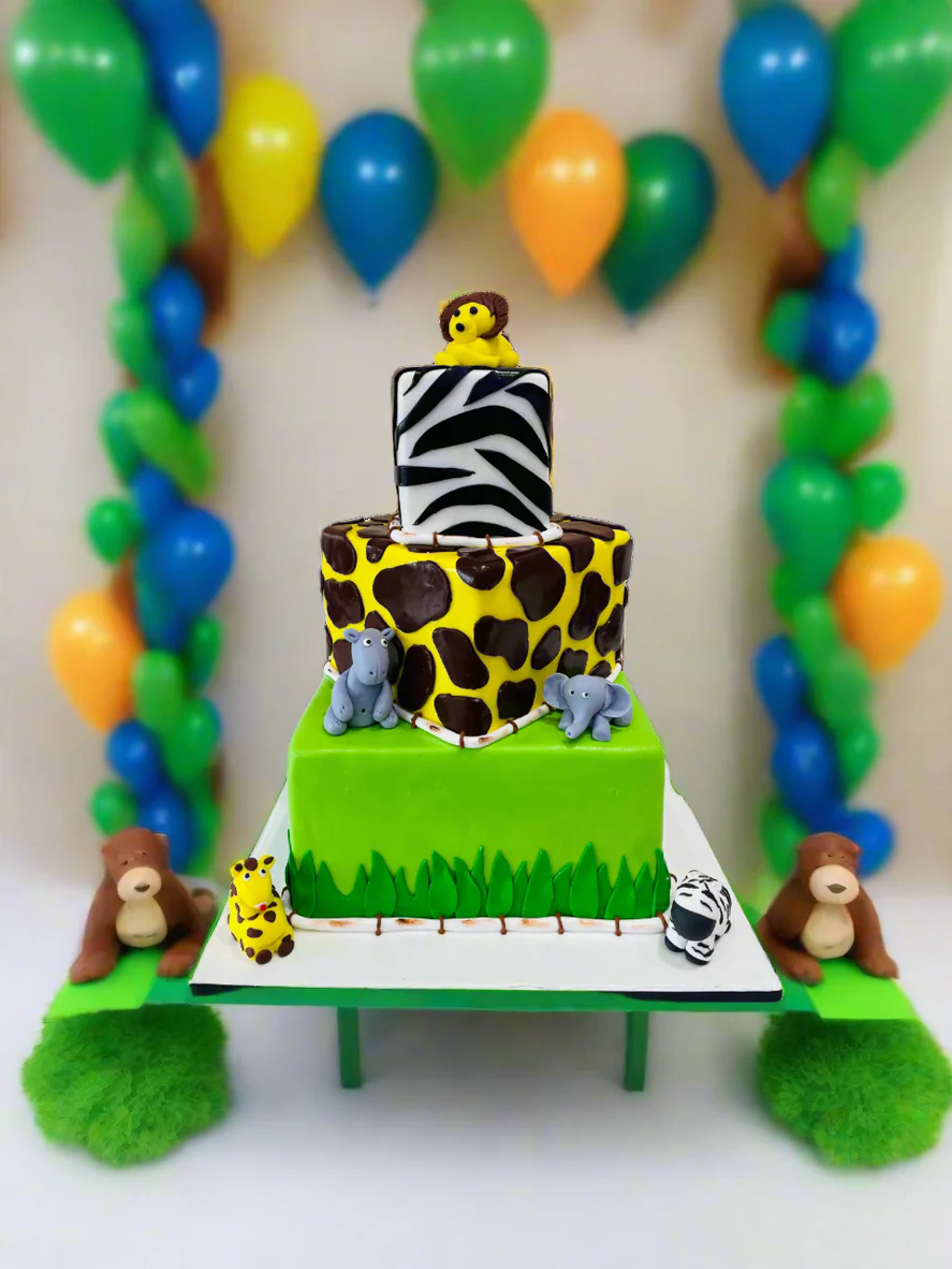 Jungle Animals Fondant Tiered Cake - Image 3
