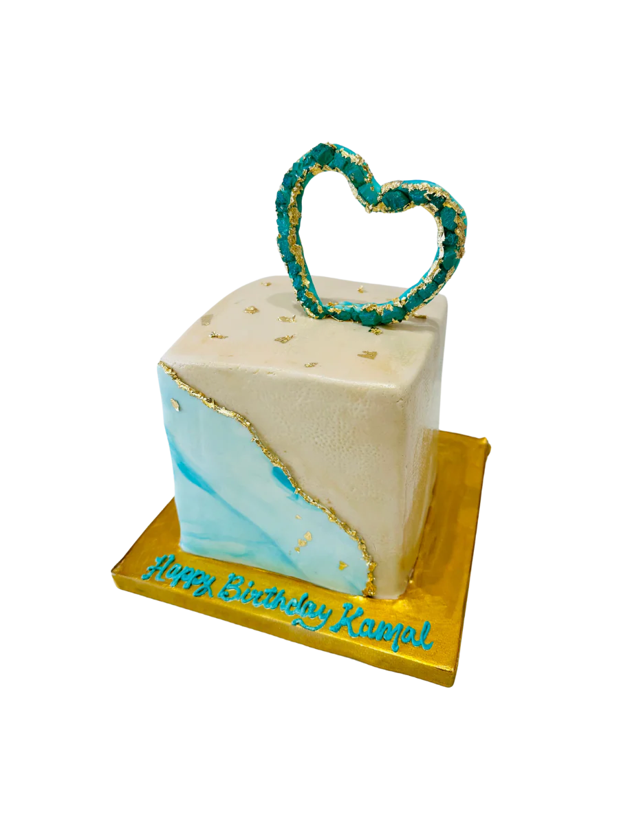 Kamal Heart Teal Fondant Cake