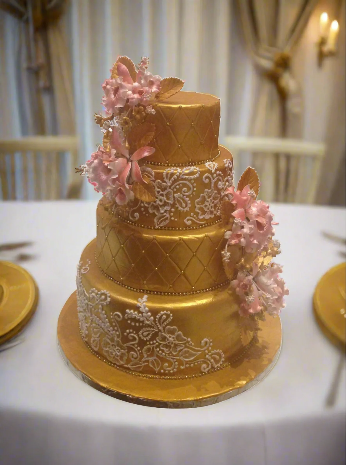 Katie Golden Wedding Cake - Image 2