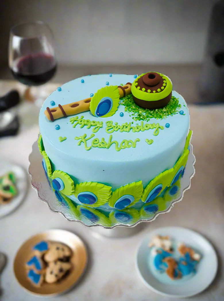 Keshav Peacock Cream Cake - Image 2