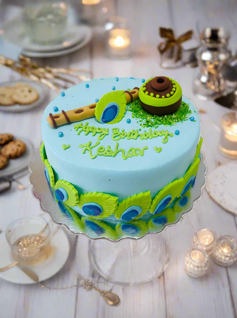 Keshav Peacock Cream Cake - Image 3