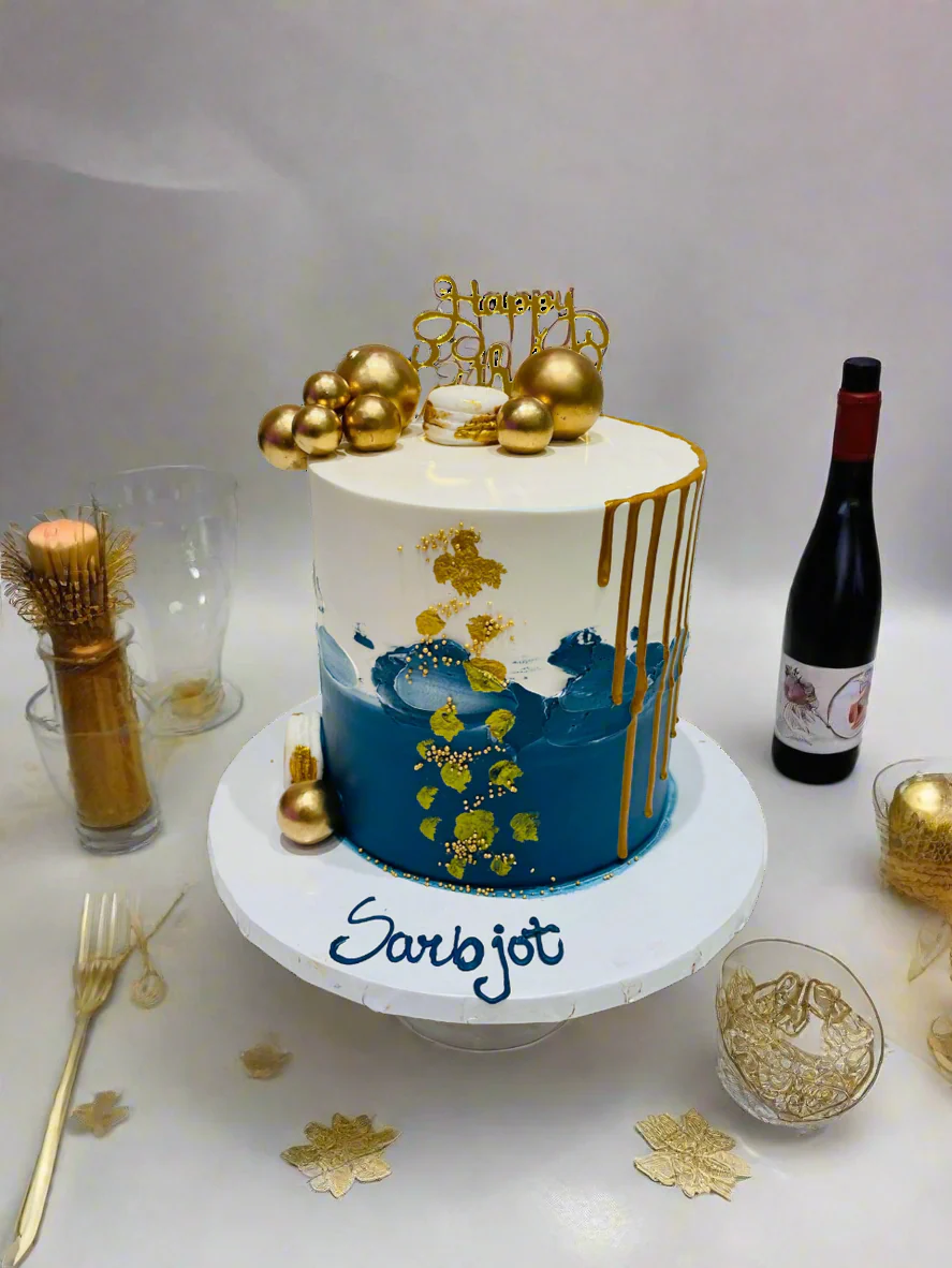 Kevin Gold Drizzle Birthday Cake - Image 2