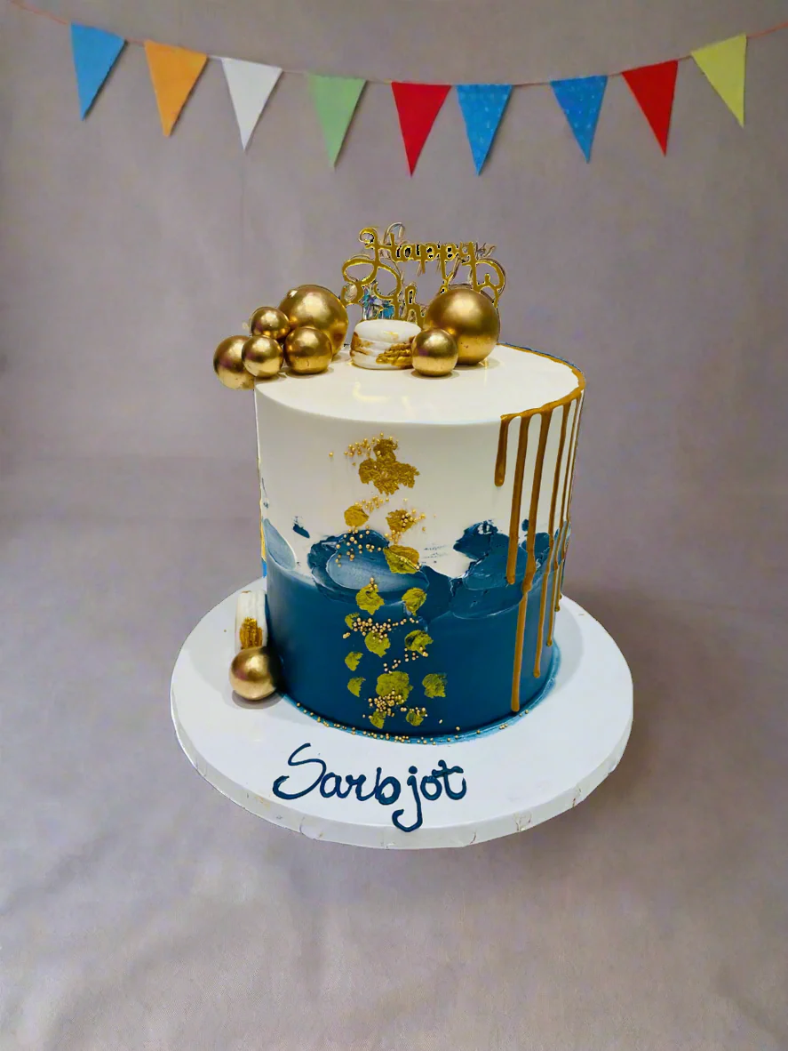 Kevin Gold Drizzle Birthday Cake - Image 3