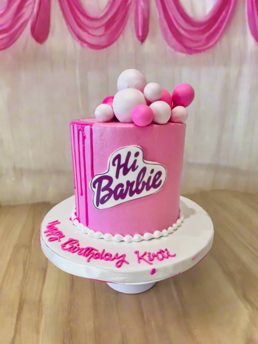 Kirti Pink Barbie Cream Cake - Image 4