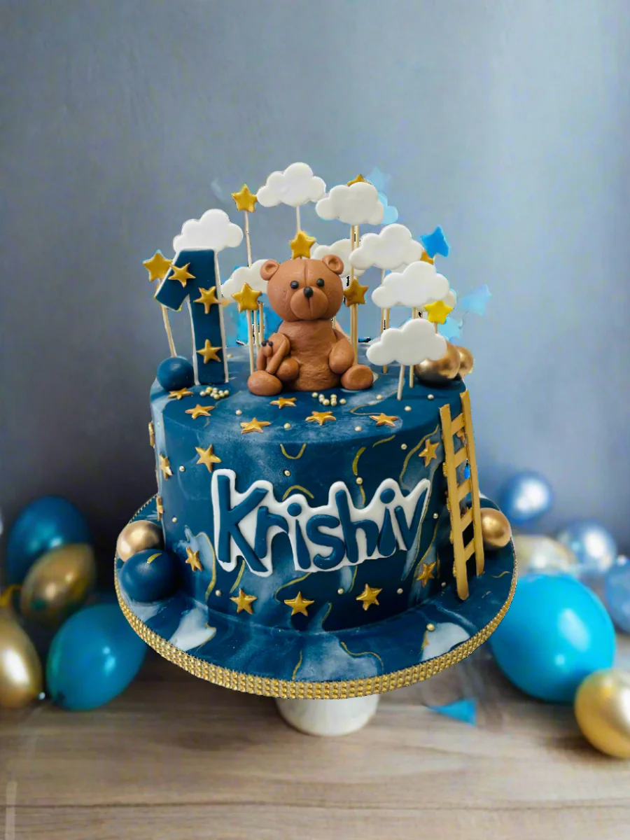 Krishiv Teddy Fondant Cake - Image 3