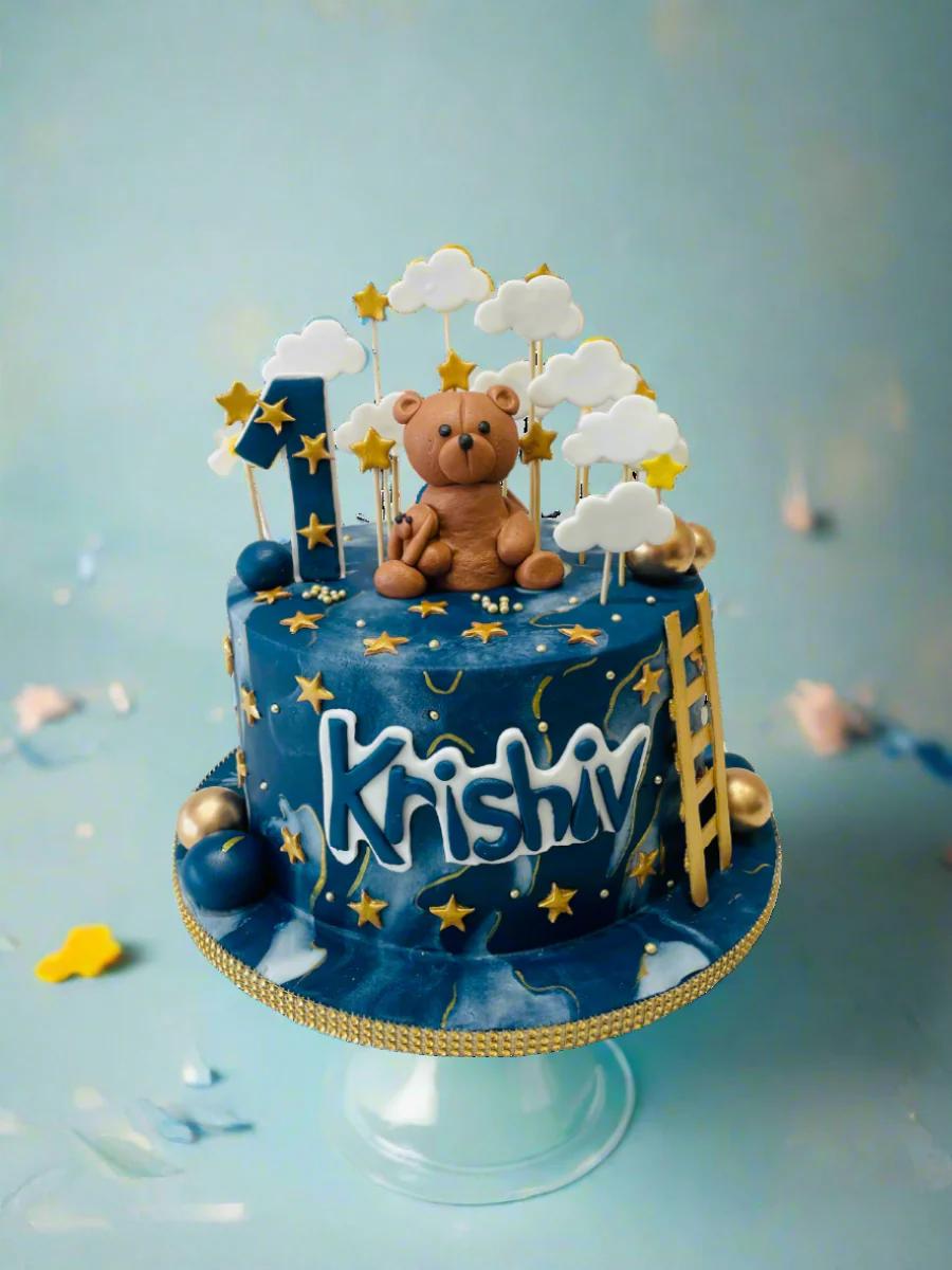 Krishiv Teddy Fondant Cake - Image 4