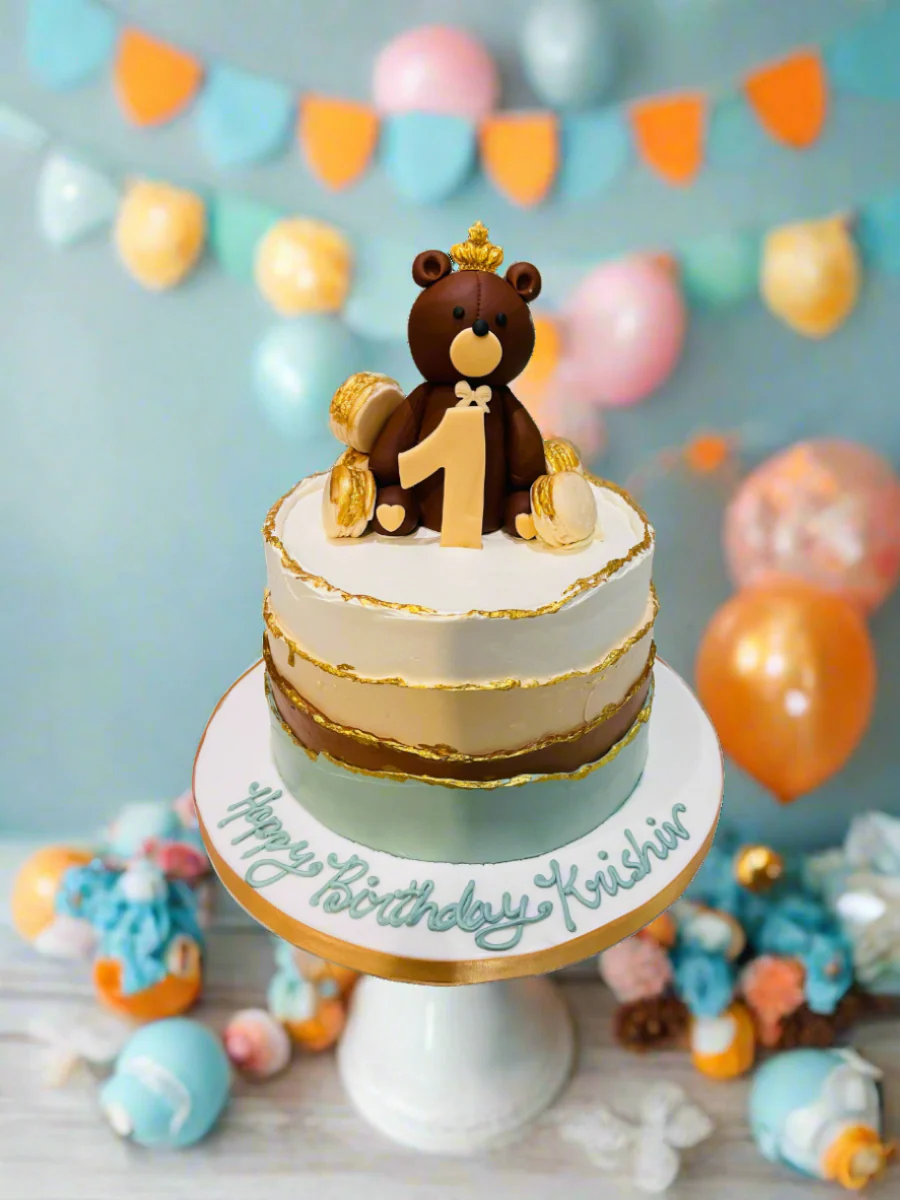 Krishvir Teddy Birthday Cake - Image 2