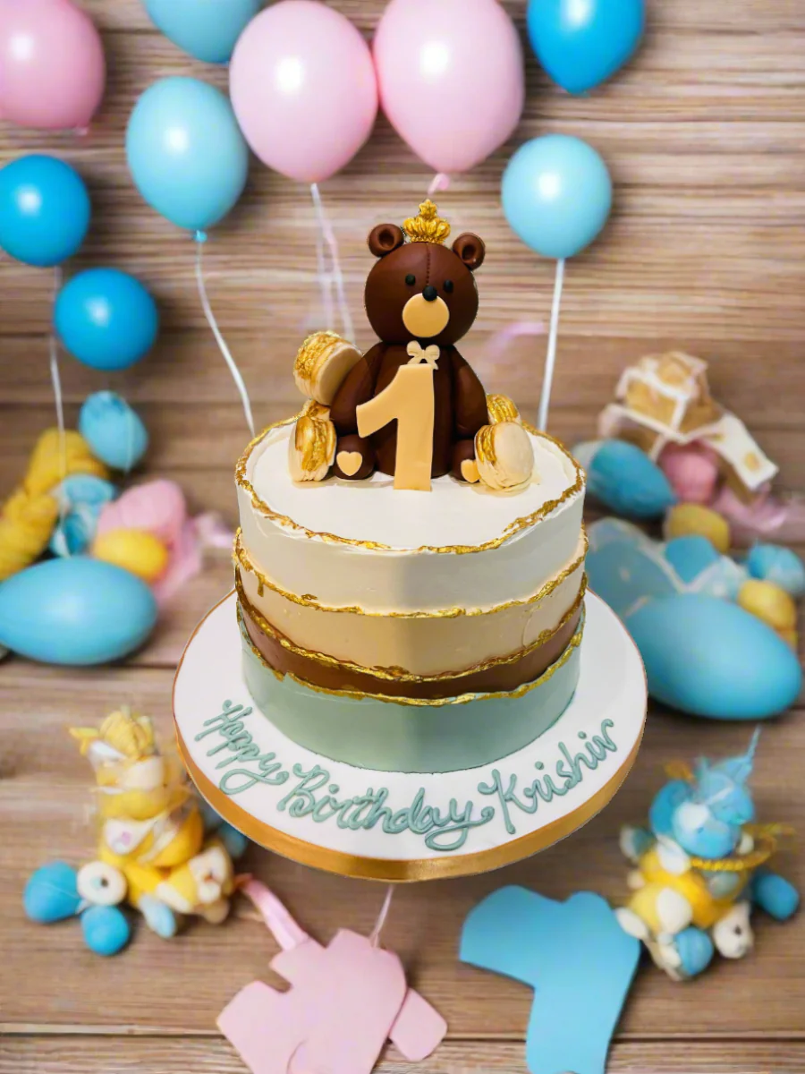 Krishvir Teddy Birthday Cake - Image 3