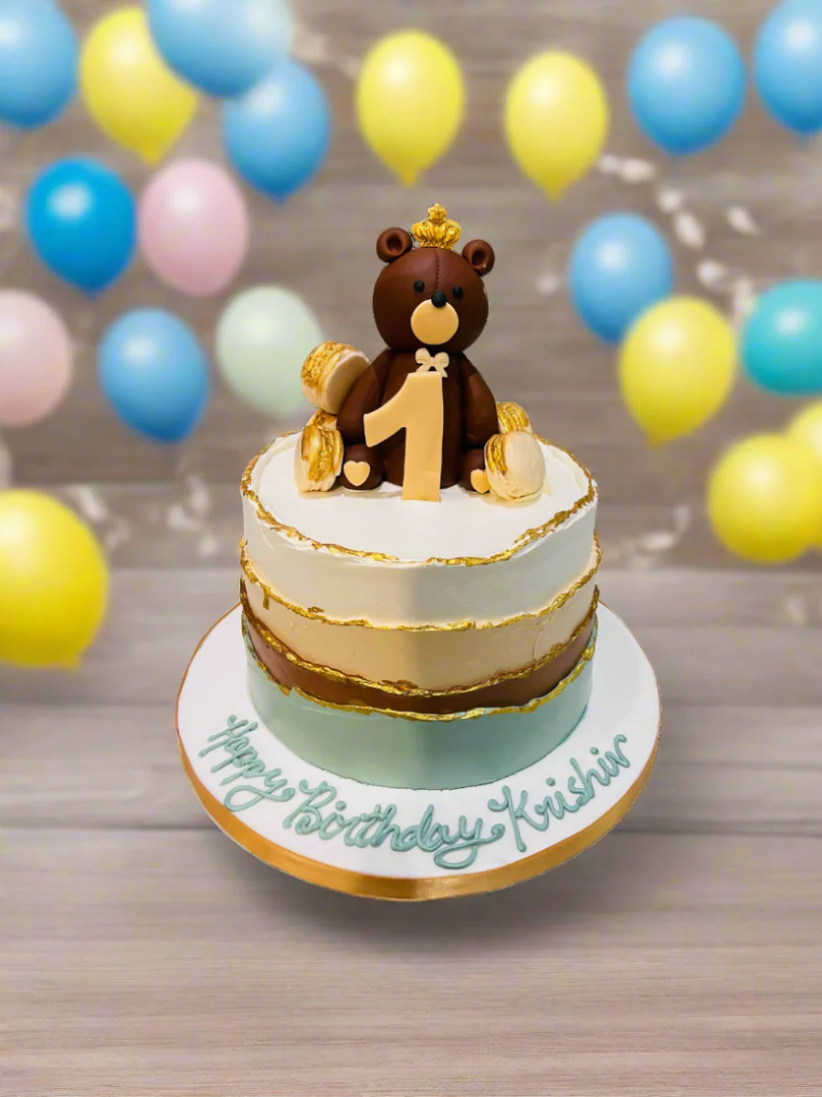 Krishvir Teddy Birthday Cake - Image 4
