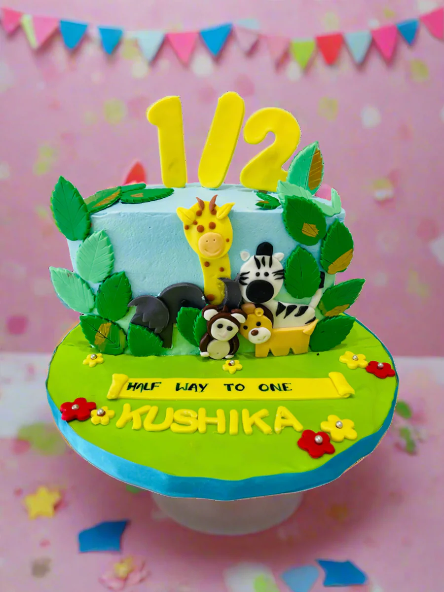 Kushika Jungle Theme Half Birthday Cake - Image 3