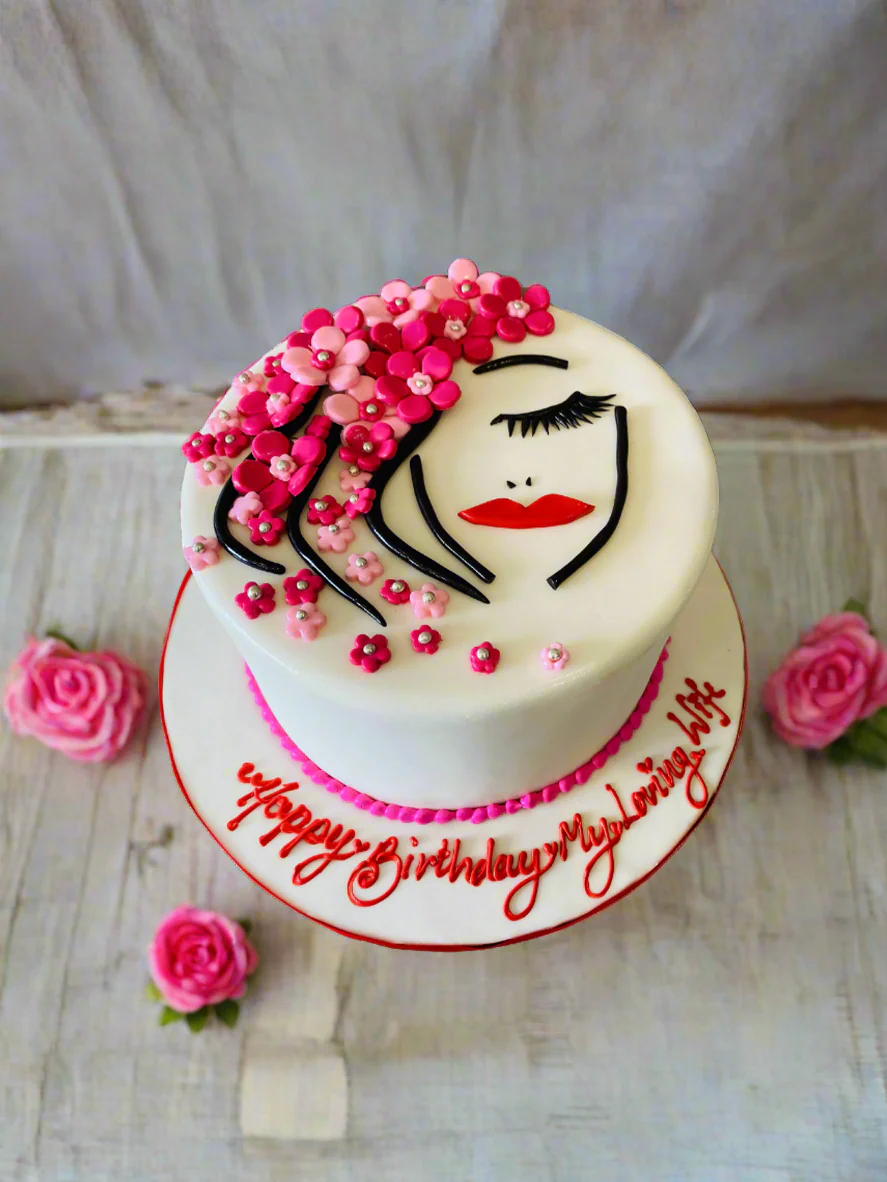 Lady Face Fondant Cake - Image 2