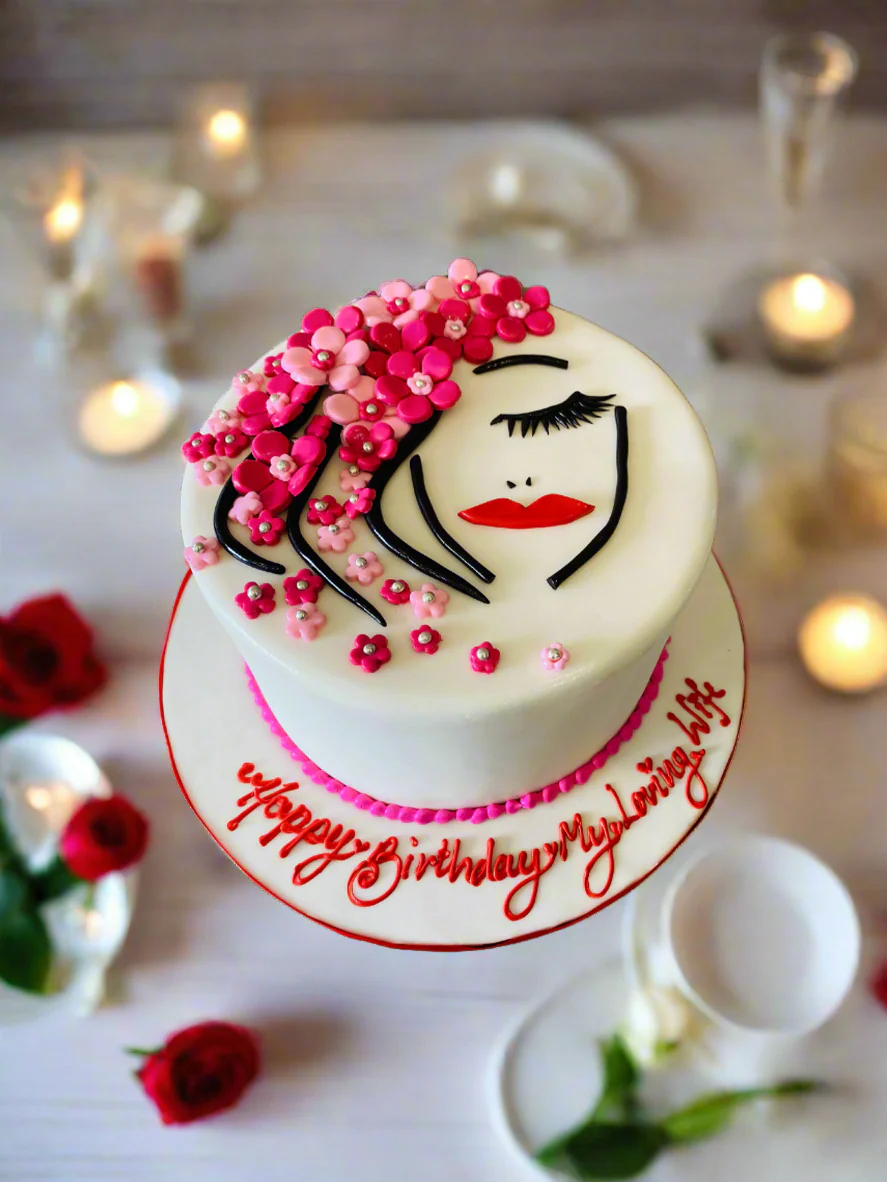 Lady Face Fondant Cake - Image 3