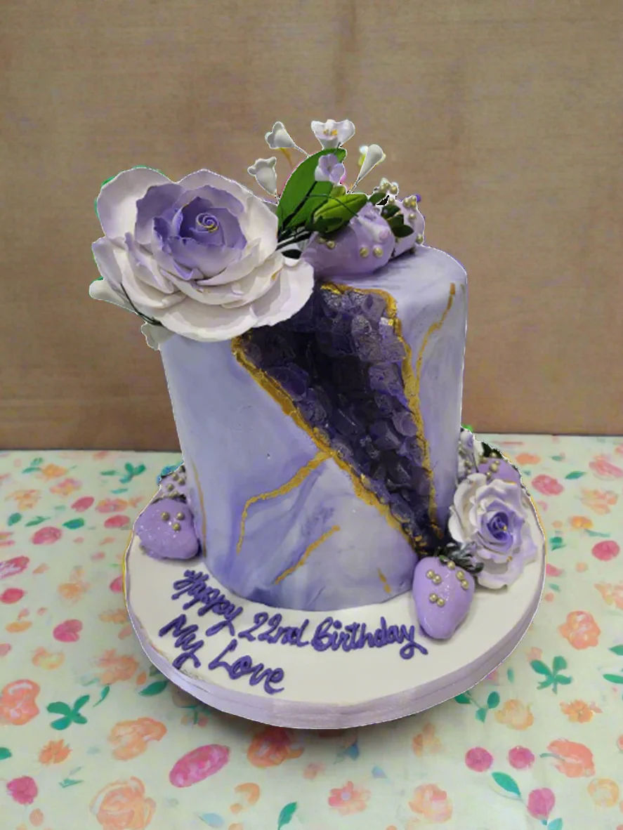 Lavender Geode Effect Fondant Cake - Image 2