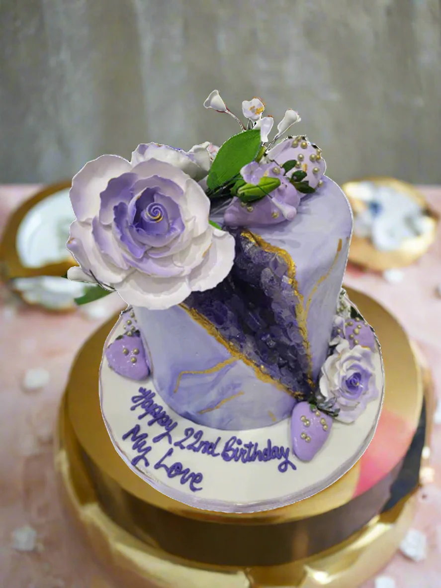 Lavender Geode Effect Fondant Cake - Image 3