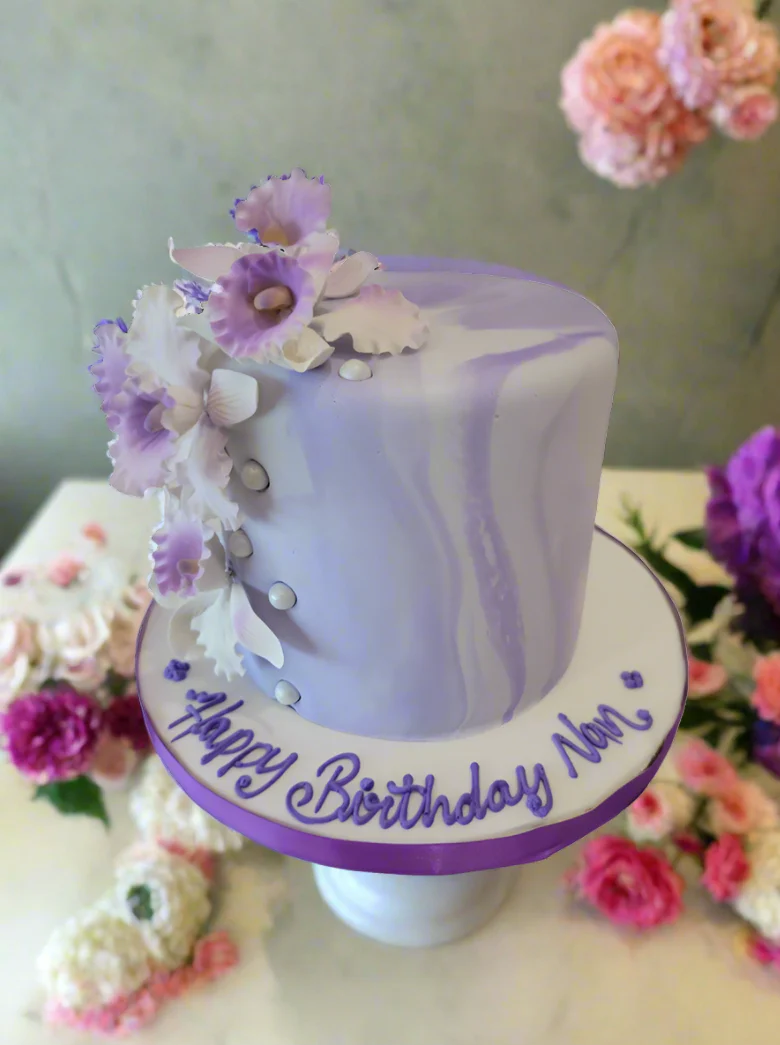 Lavender Marbleized Fondant Cake - Image 2