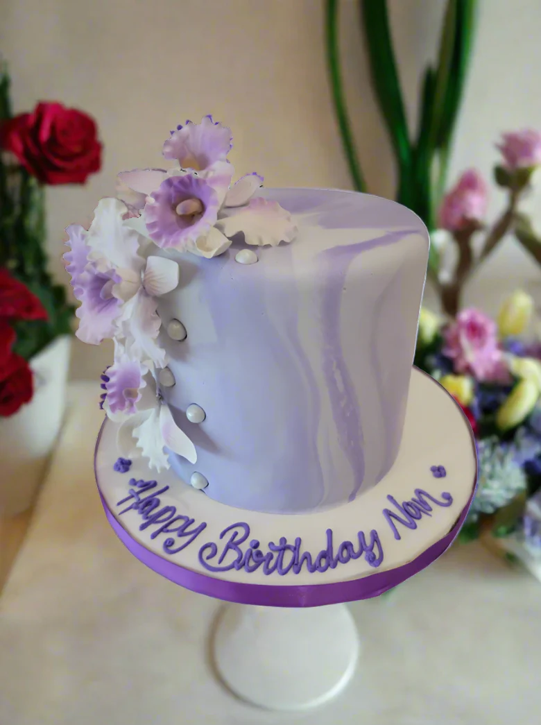 Lavender Marbleized Fondant Cake - Image 3