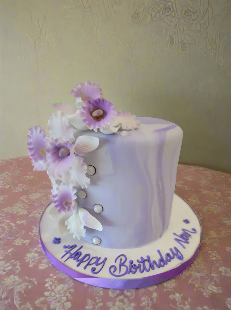 Lavender Marbleized Fondant Cake - Image 7