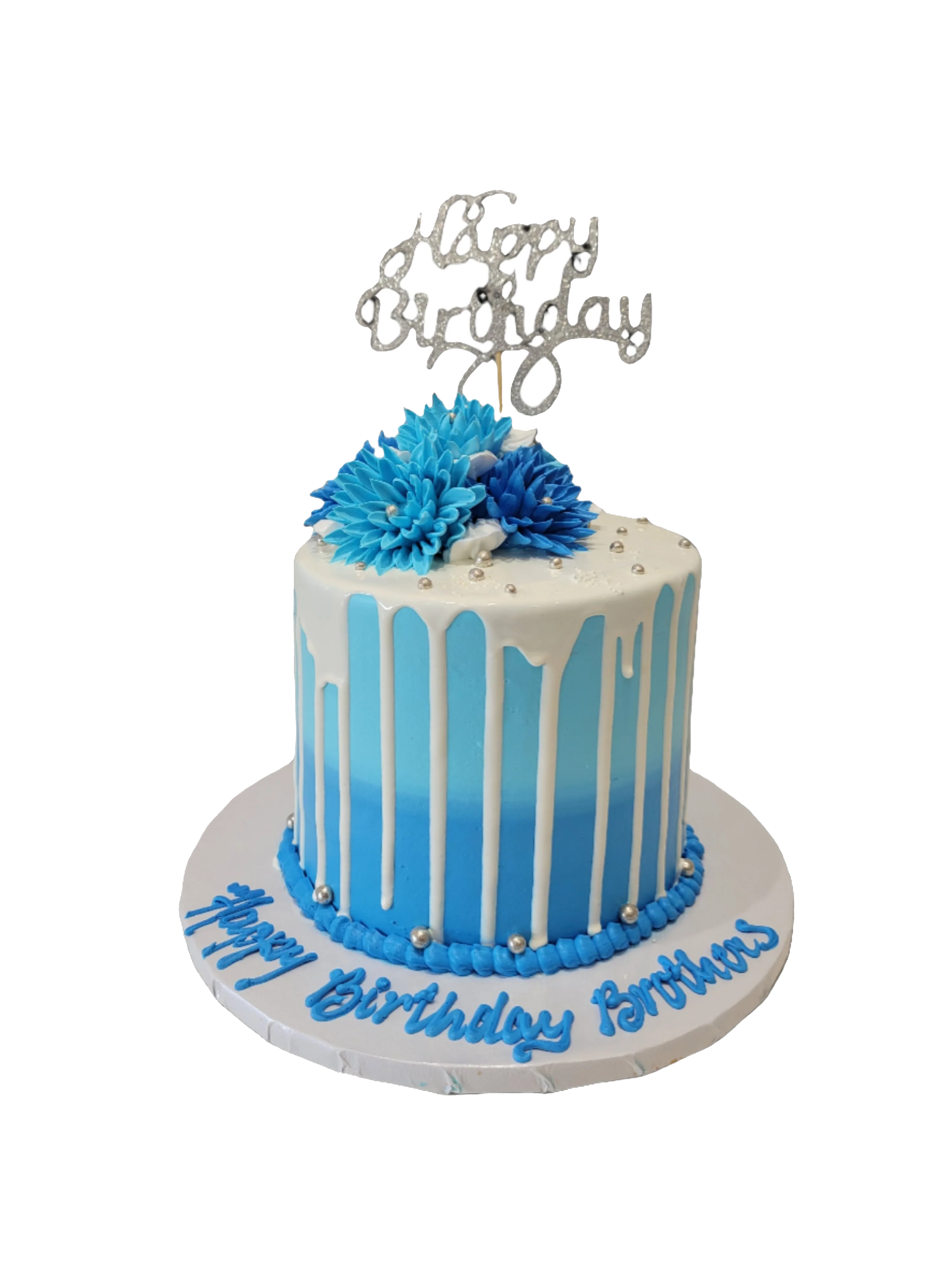 Leo Blue & White Birthday Cake