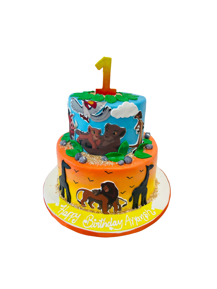 Lion King Theme Jungle Fondant Cake