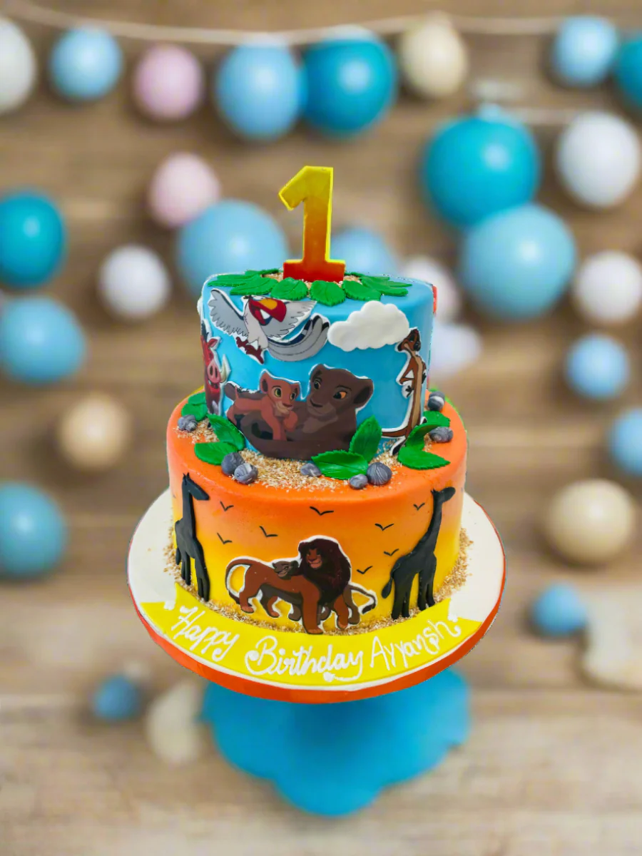 Lion King Theme Jungle Fondant Cake - Image 2