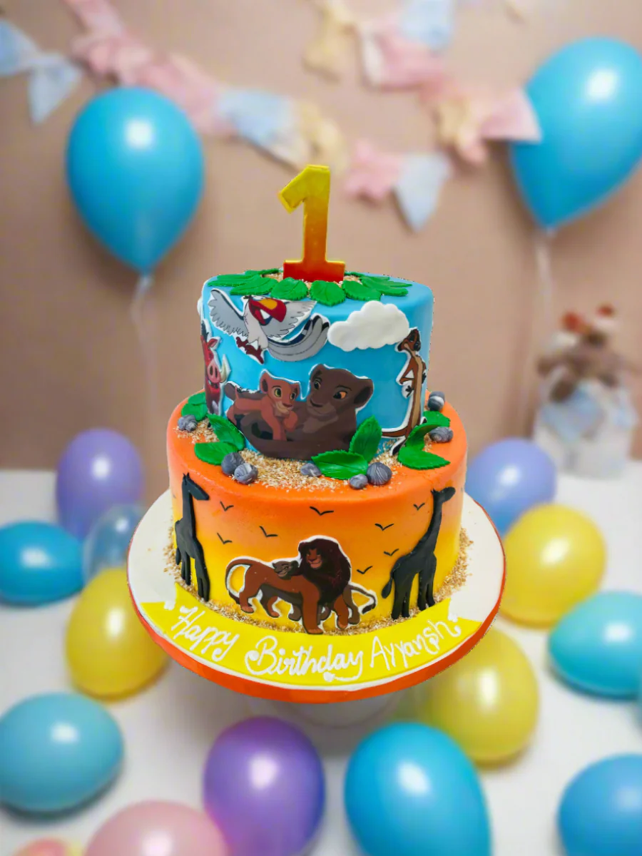 Lion King Theme Jungle Fondant Cake - Image 3