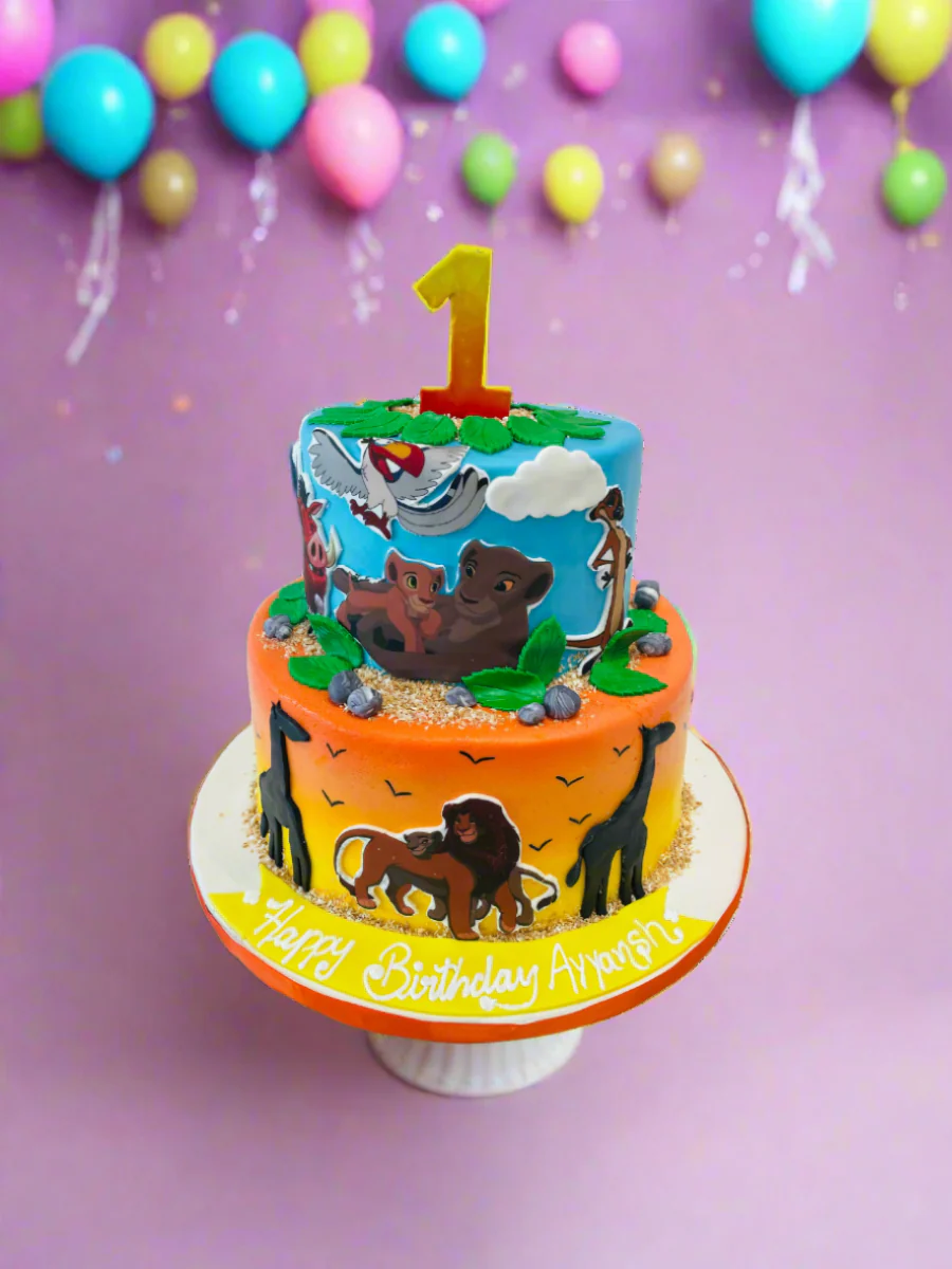 Lion King Theme Jungle Fondant Cake - Image 4