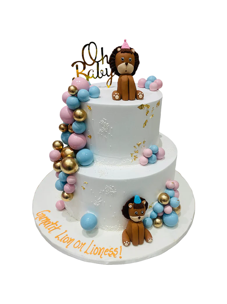 Lion Or Lioness Baby Shower Fondant Cake