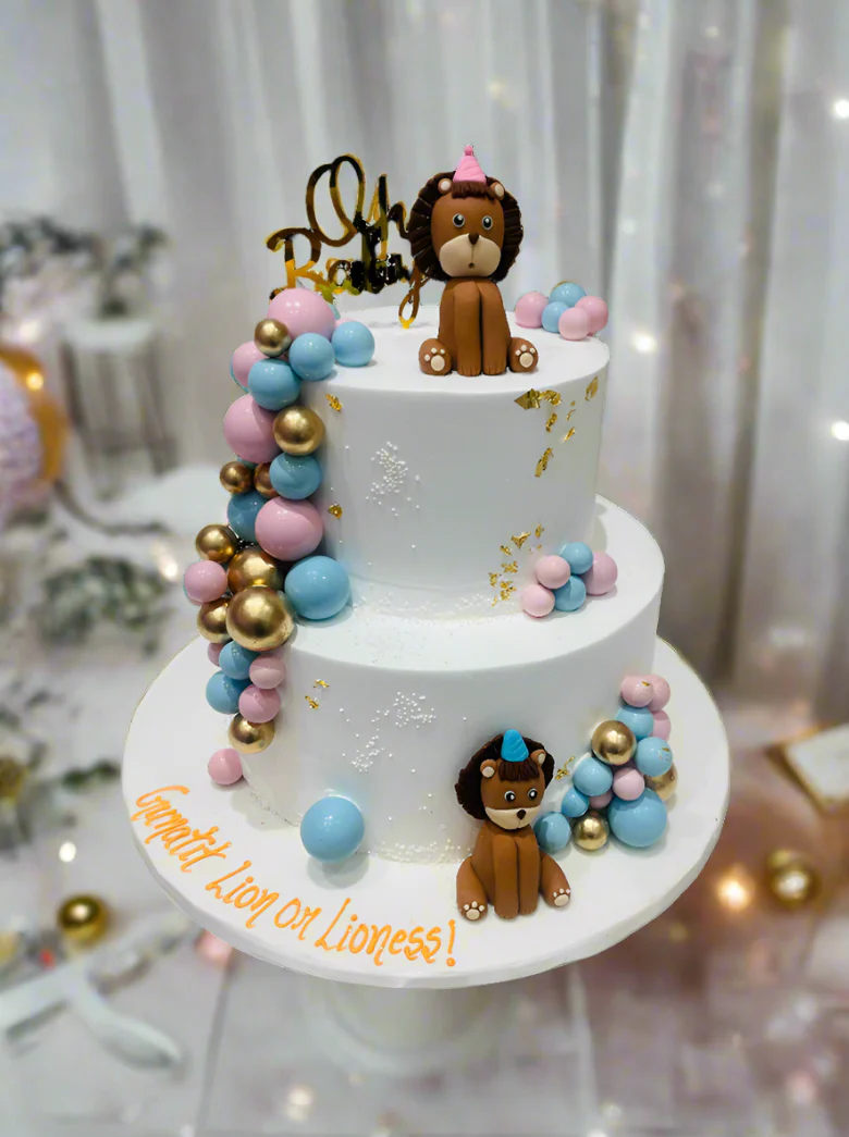 Lion Or Lioness Baby Shower Fondant Cake - Image 2