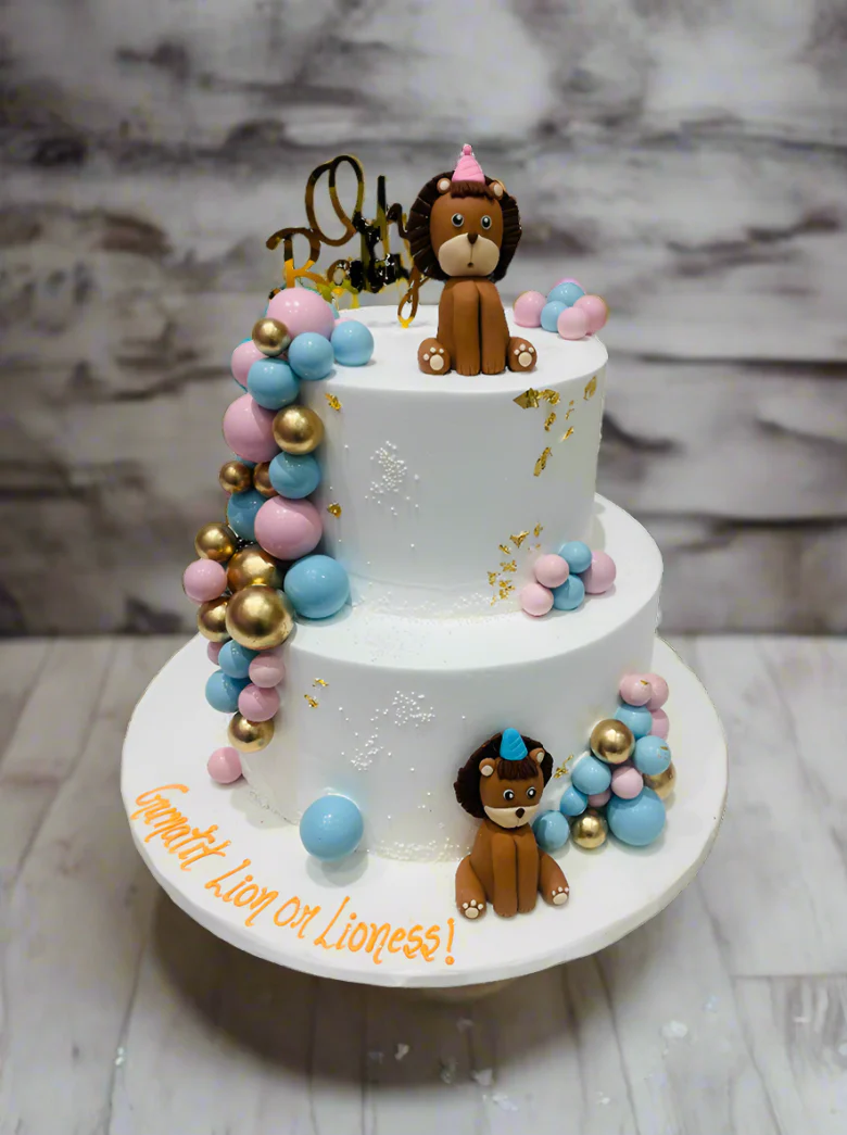 Lion Or Lioness Baby Shower Fondant Cake - Image 3