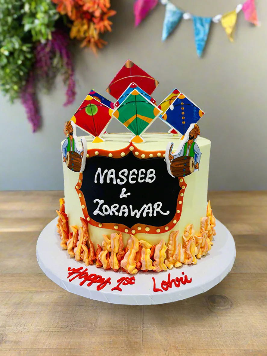Lohri & Kites Cream Cake - Image 2