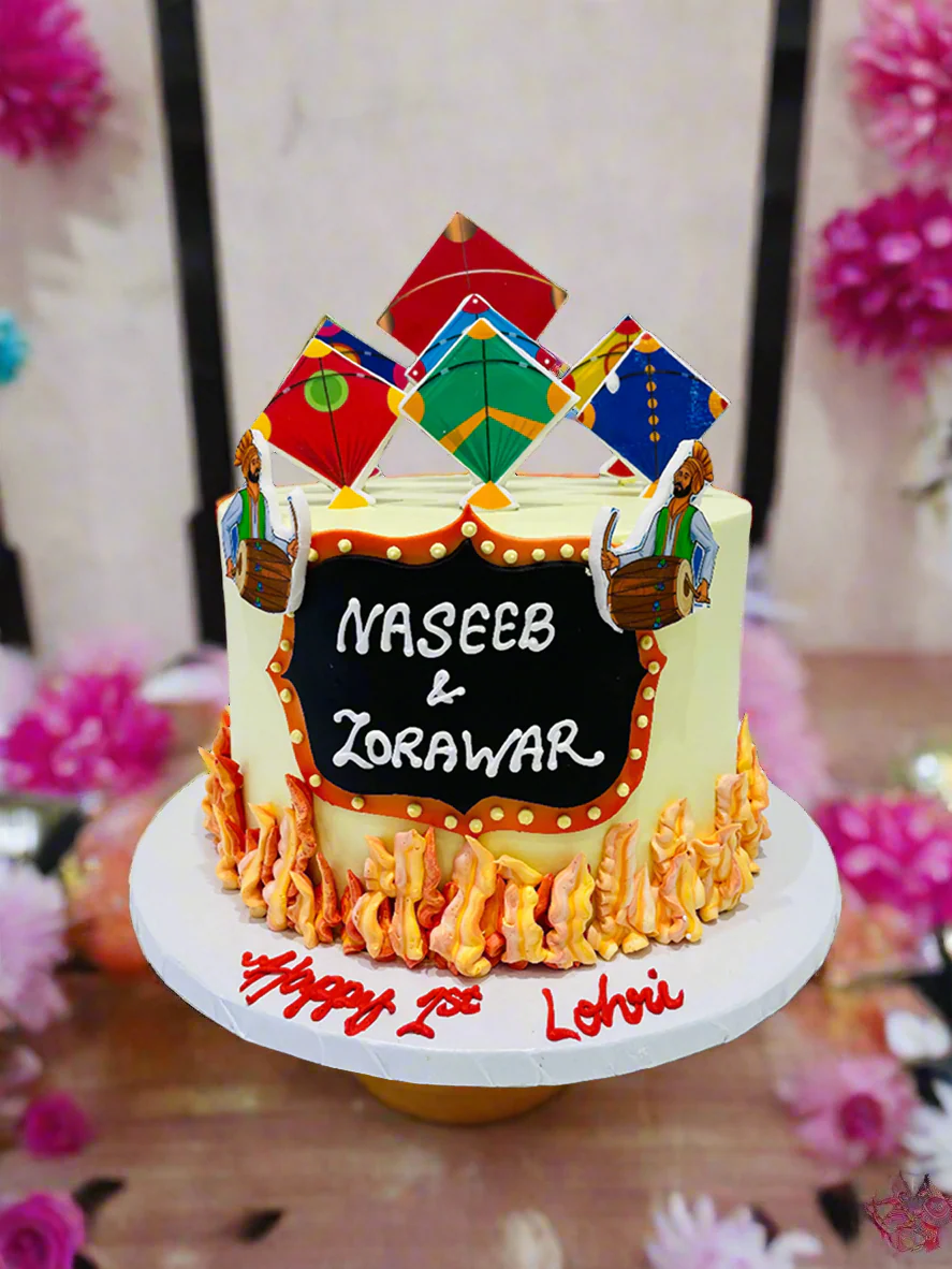 Lohri & Kites Cream Cake - Image 3