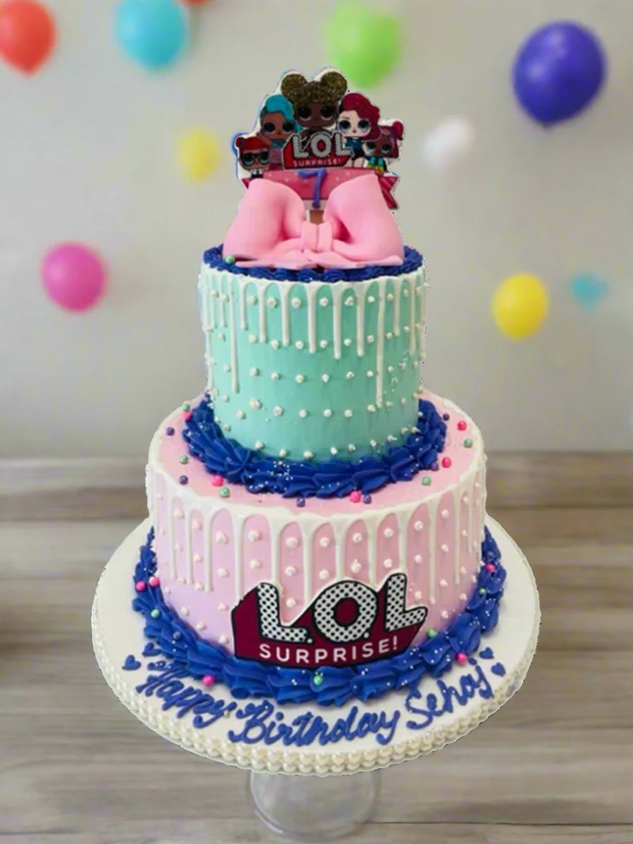 LOL Surprise Cream Tiered Cake - Image 4