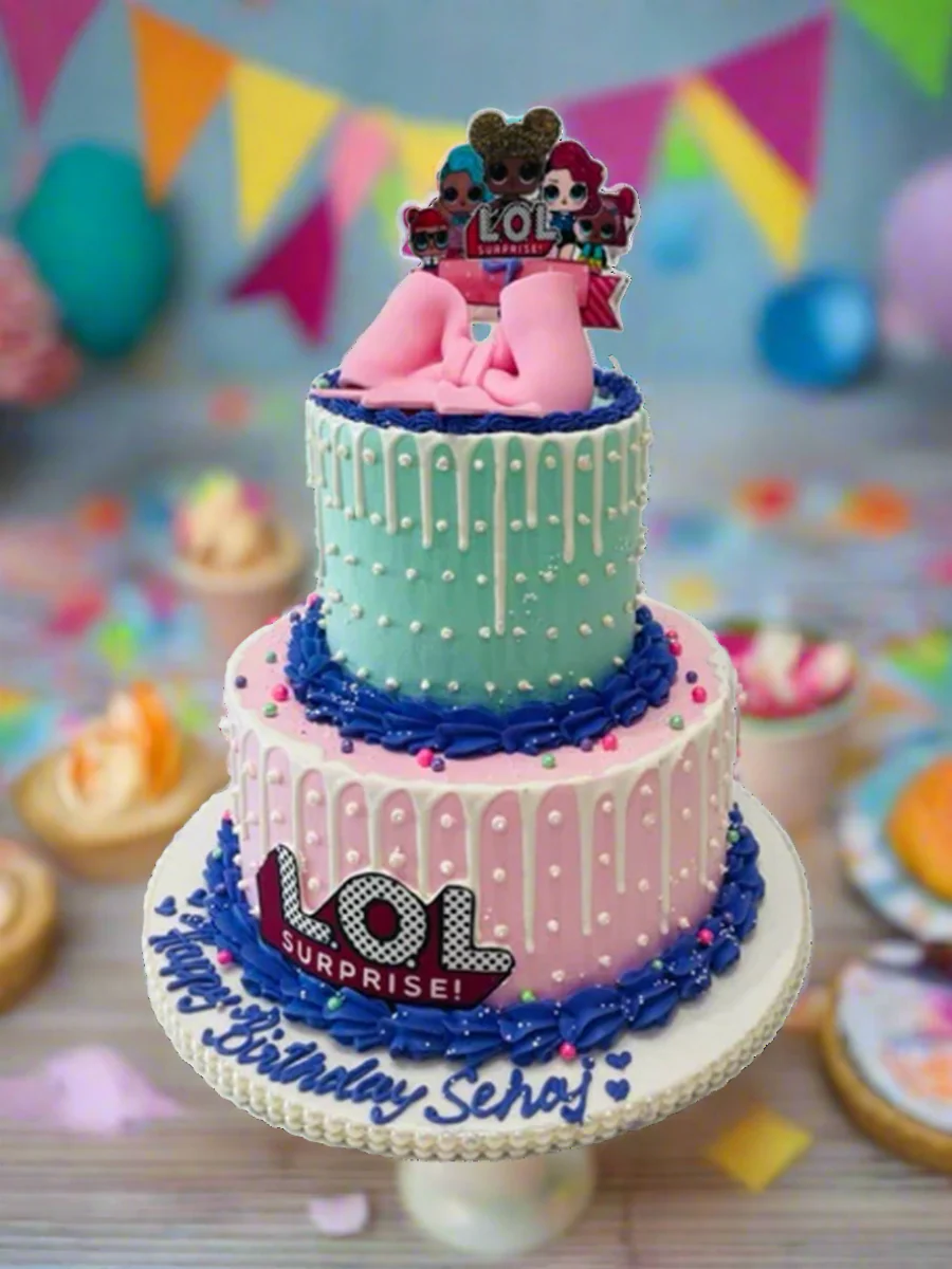 LOL Surprise Cream Tiered Cake - Image 5