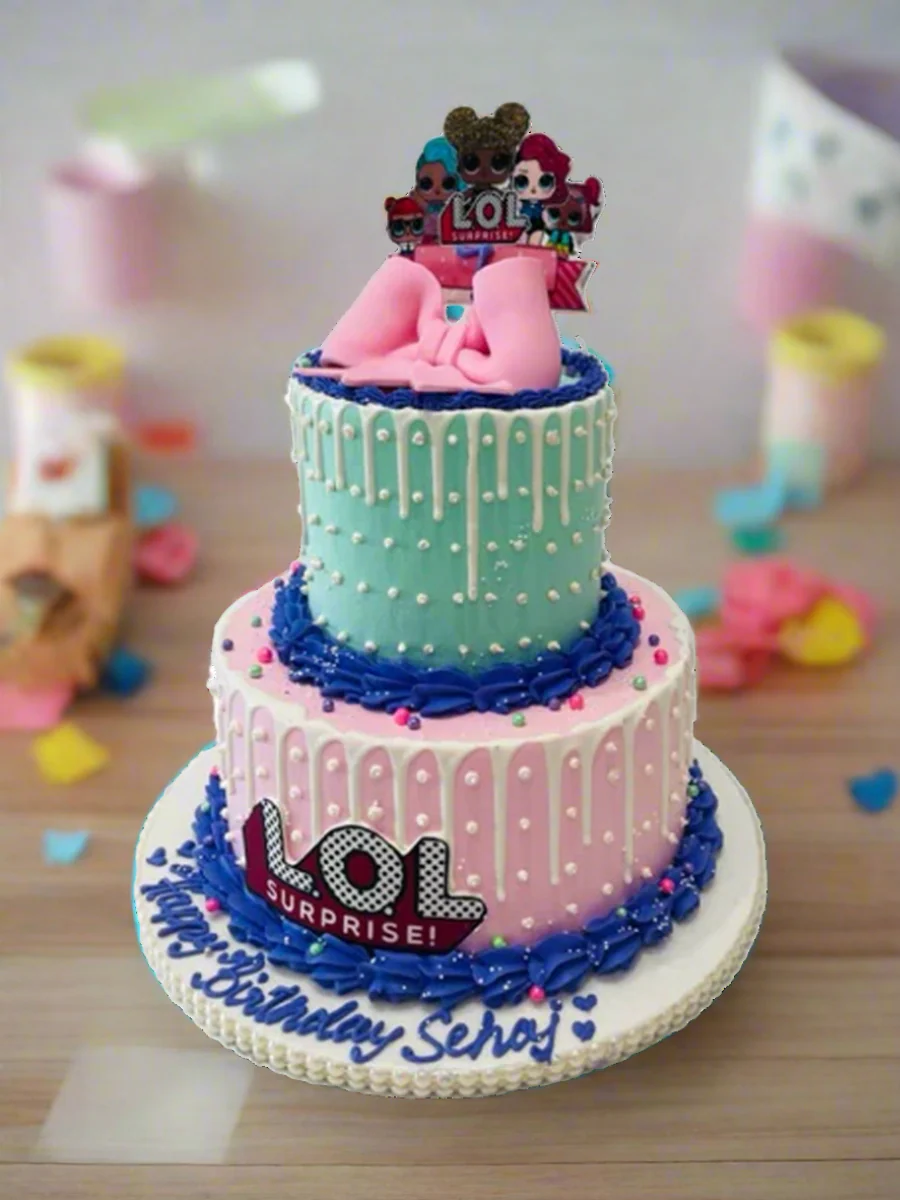 LOL Surprise Cream Tiered Cake - Image 6
