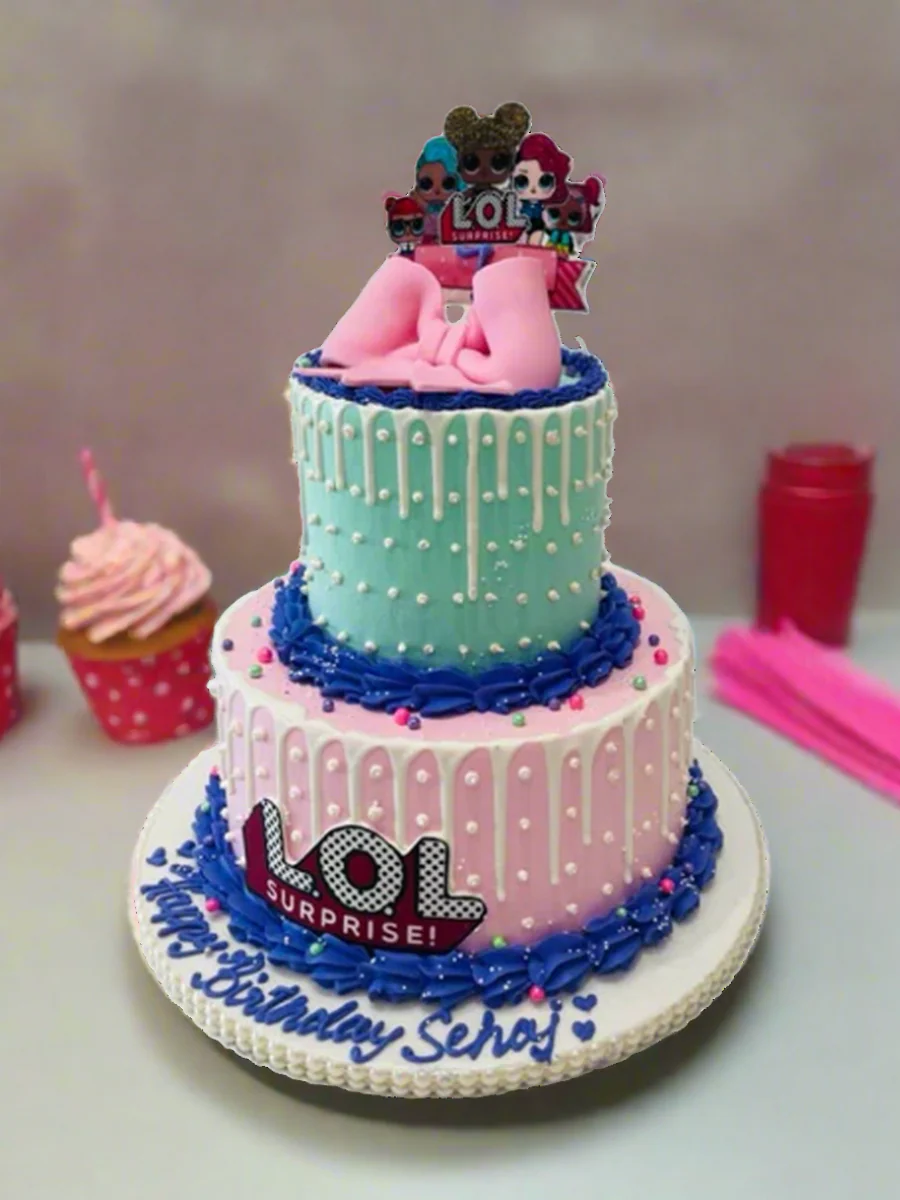 LOL Surprise Cream Tiered Cake - Image 7