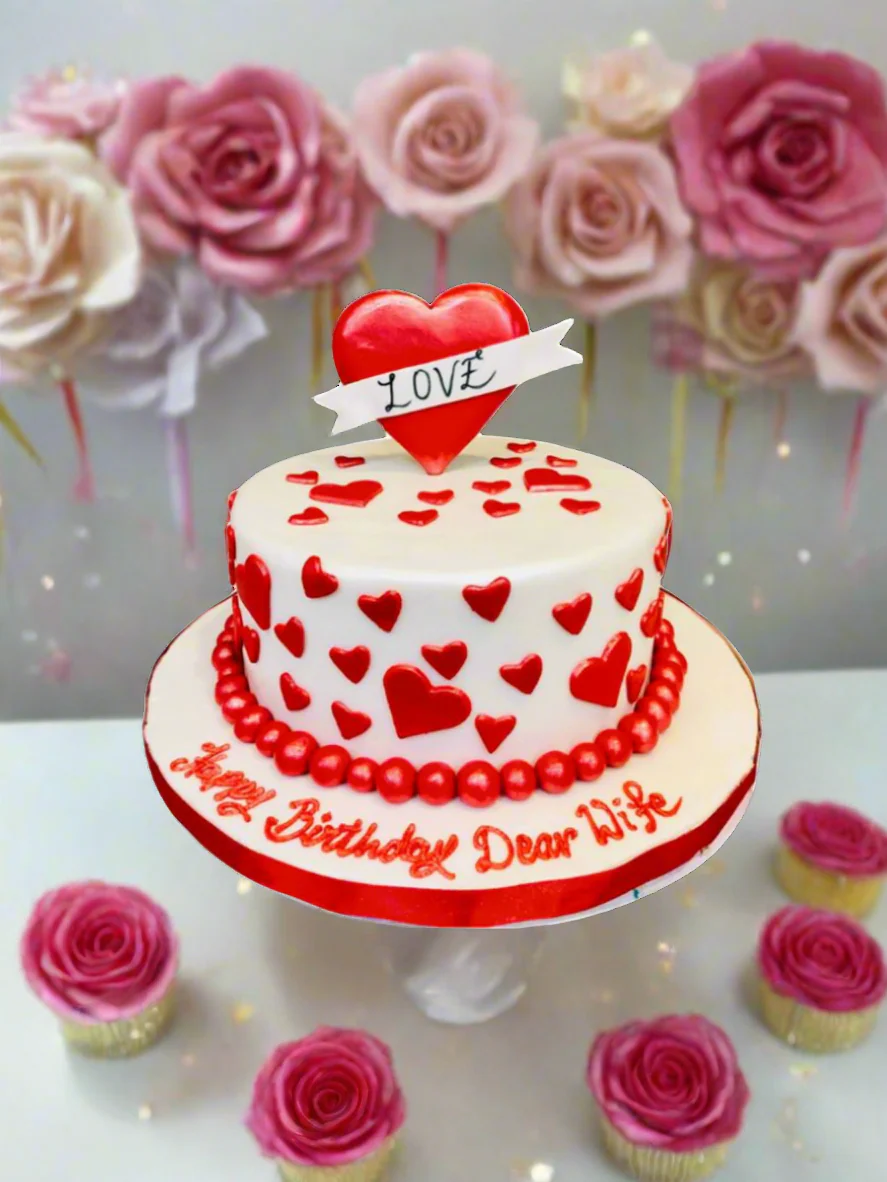 Love Heart Fondant Cake - Image 2