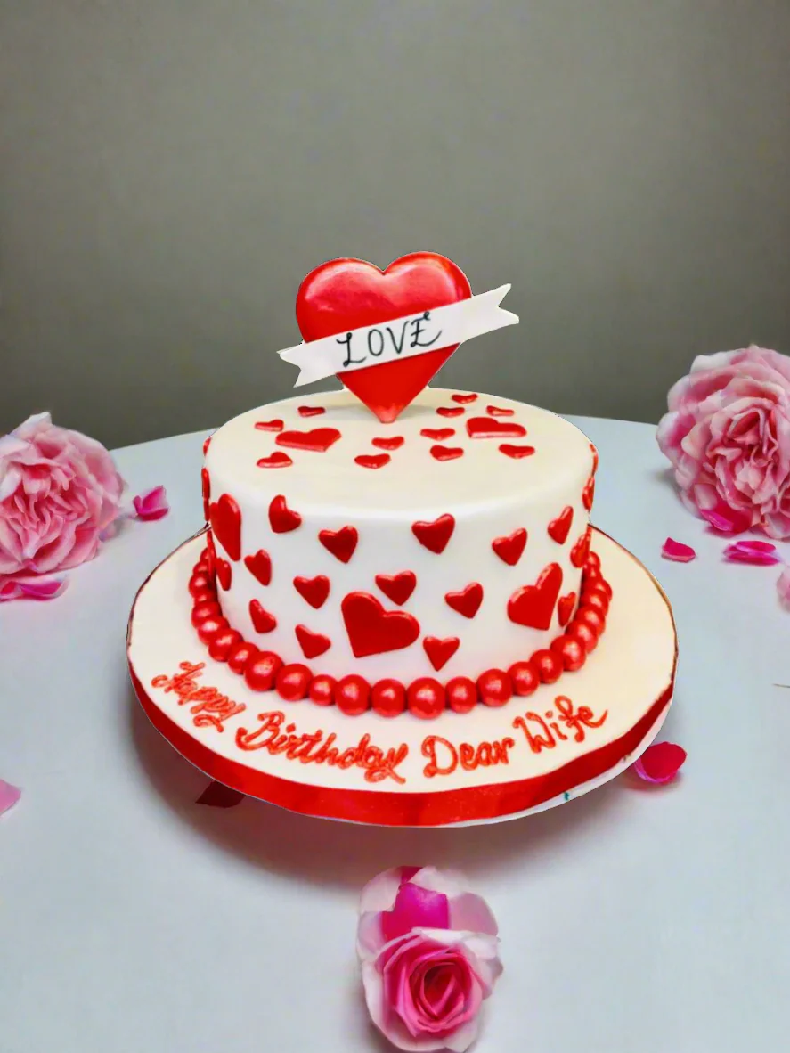 Love Heart Fondant Cake - Image 3