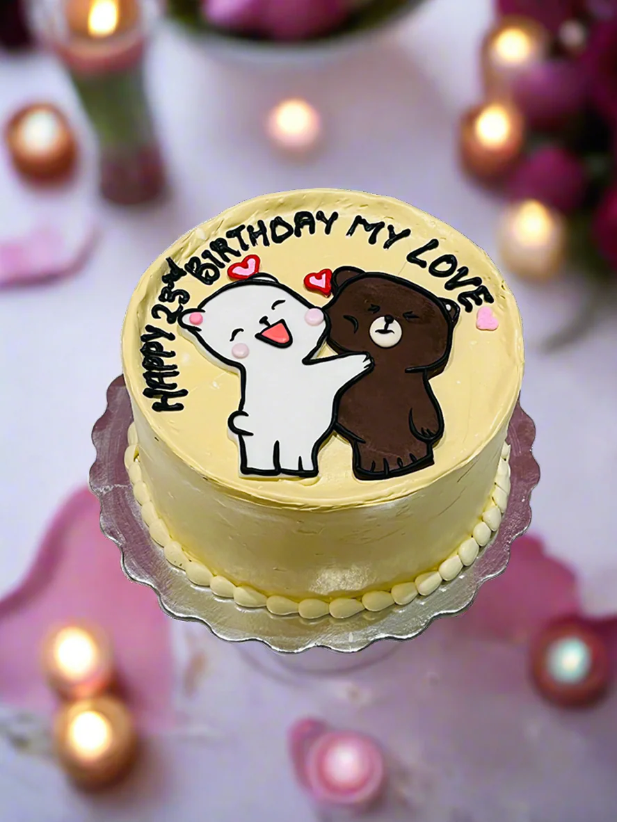 Love Teddy Couple Cream Cake - Image 3