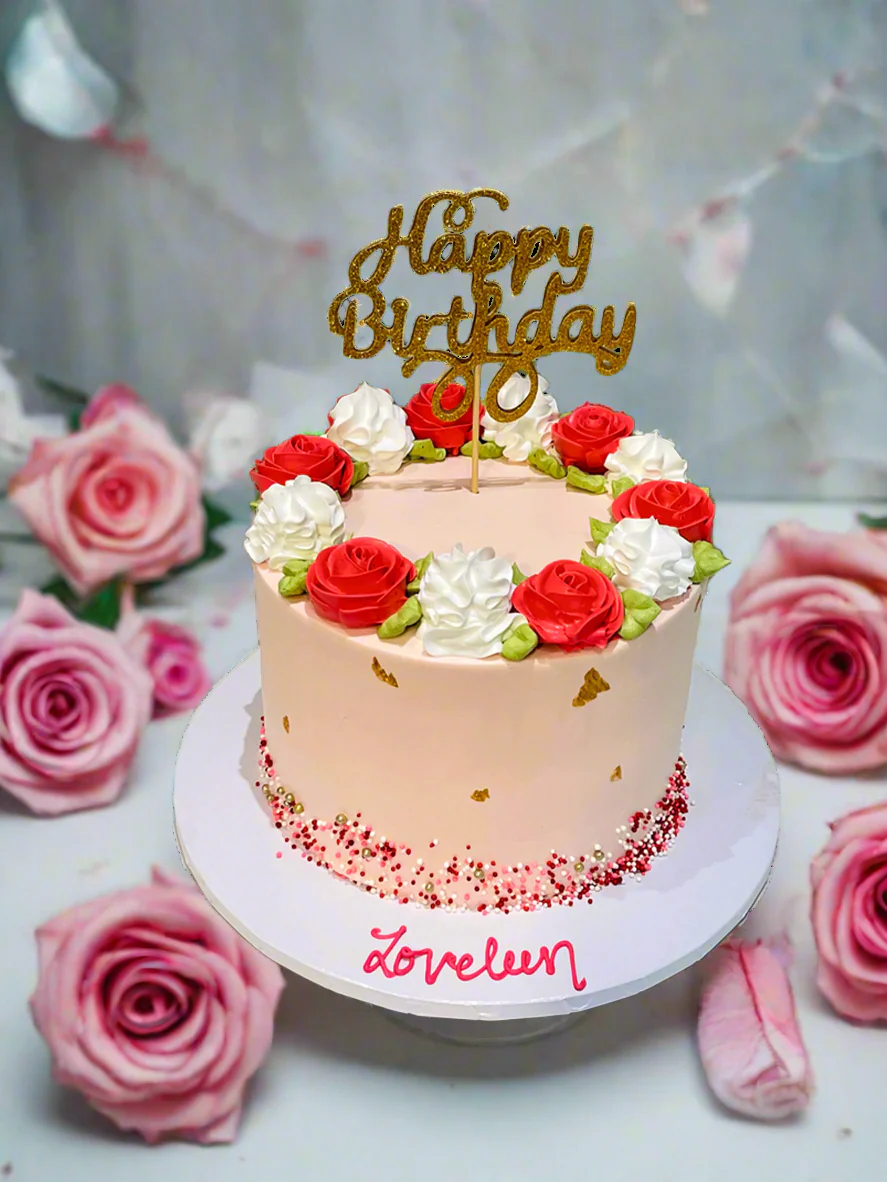 Loveleen Pink Flower Birthday Cake - Image 2