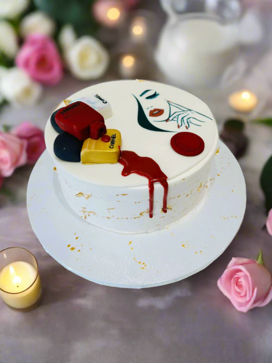 Makeup Lady Face Cream Cake - Image 4
