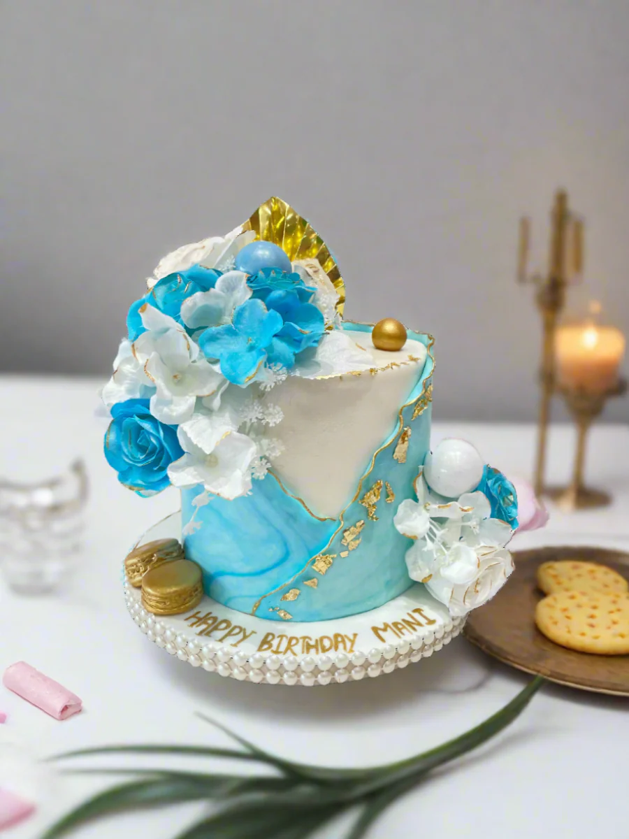 Mani Blue Ruffles Fondant Cake - Image 2