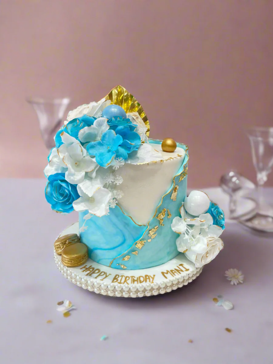 Mani Blue Ruffles Fondant Cake - Image 3