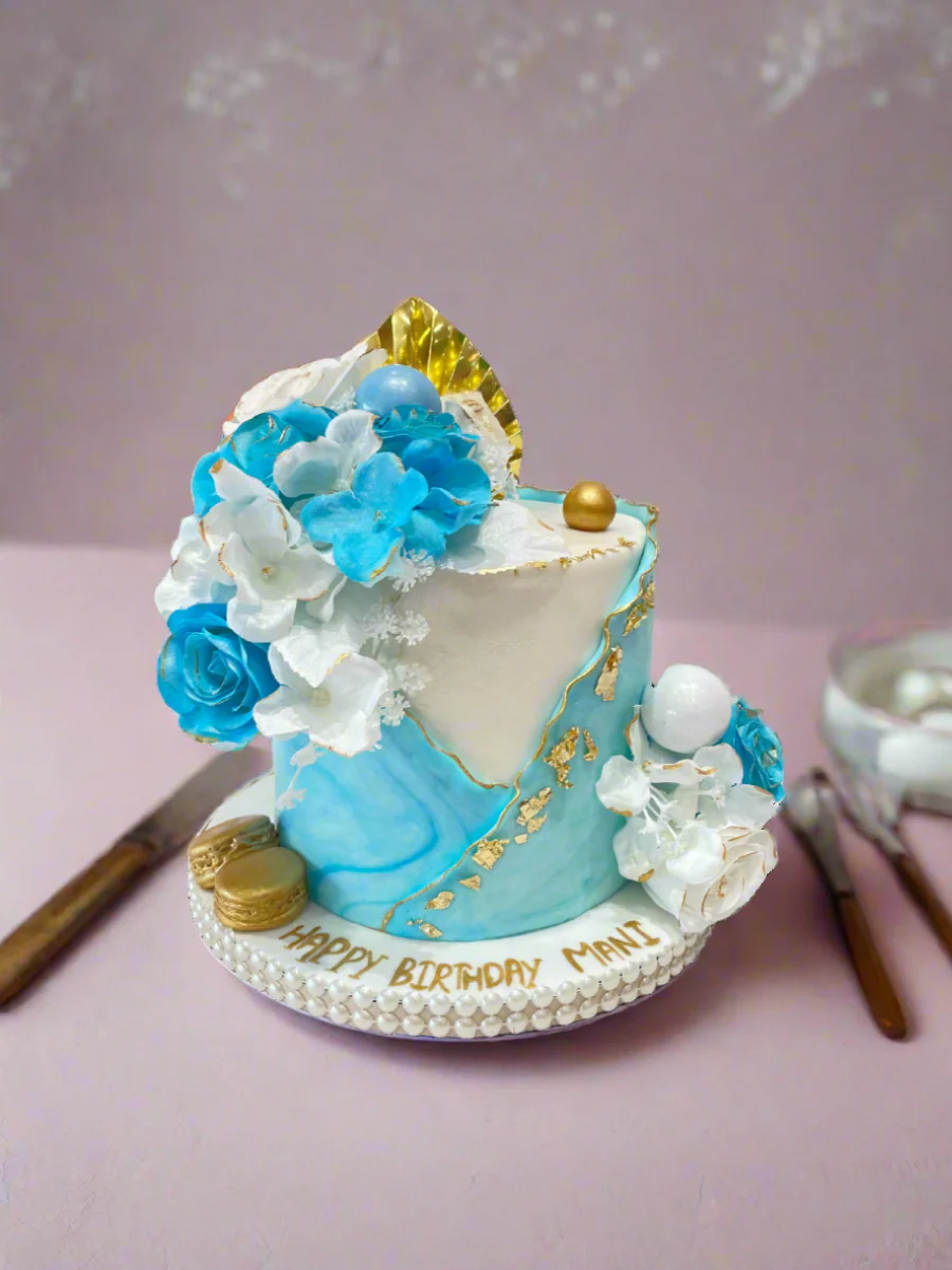 Mani Blue Ruffles Fondant Cake - Image 4