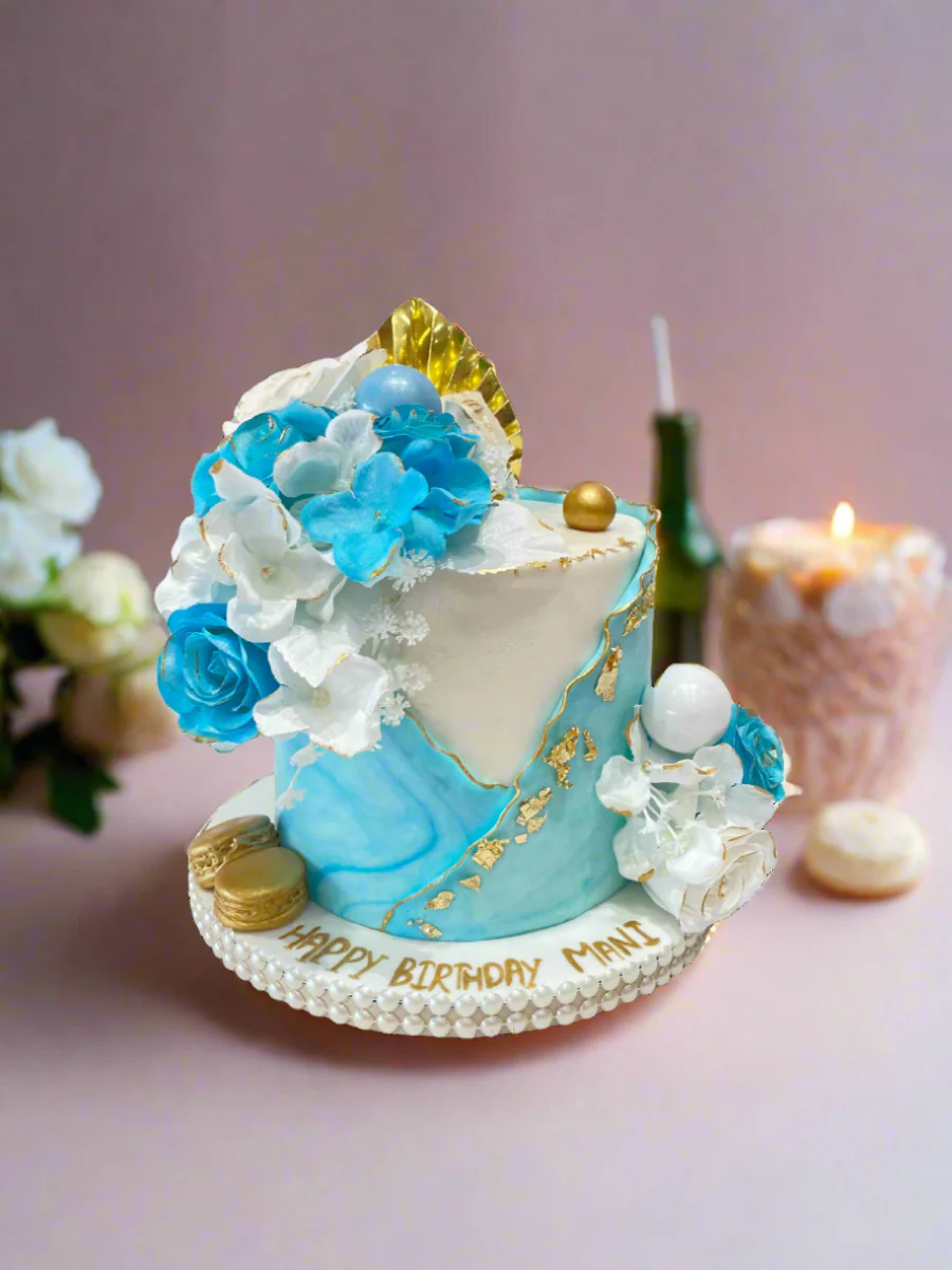Mani Blue Ruffles Fondant Cake - Image 5