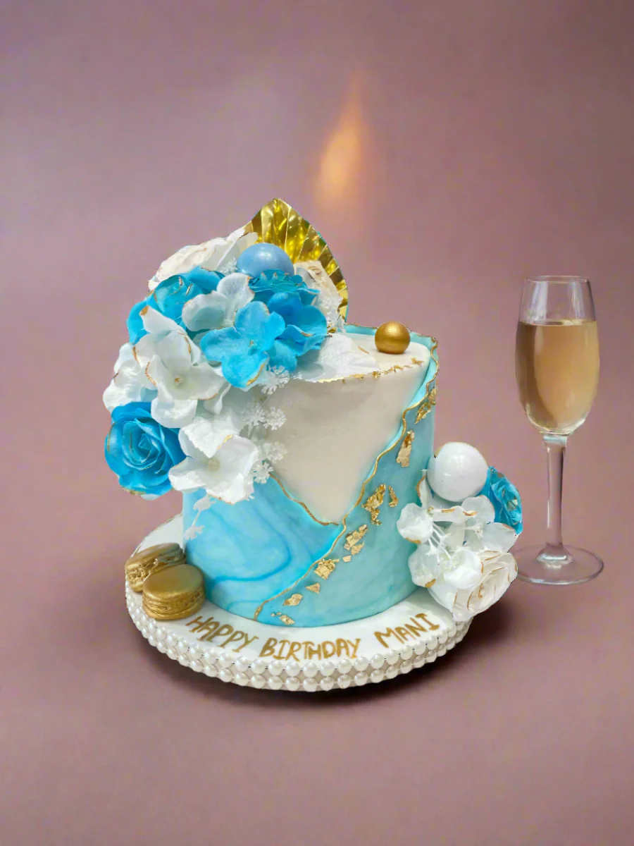 Mani Blue Ruffles Fondant Cake - Image 6